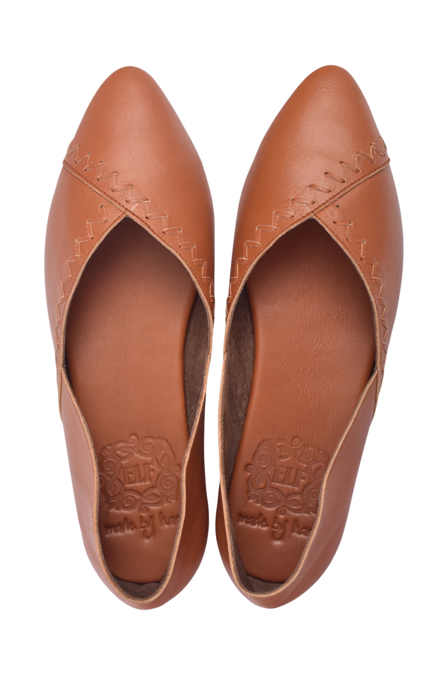 Elle Pointy Toe Leather Ballet Flats by Bali ELF