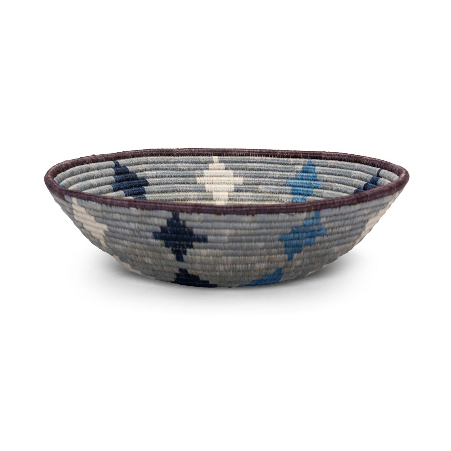  Coastal Woven Bowl - 12" Blue Diamond by Kazi Goods - Wholesale Kazi Goods - Wholesale Perfumarie