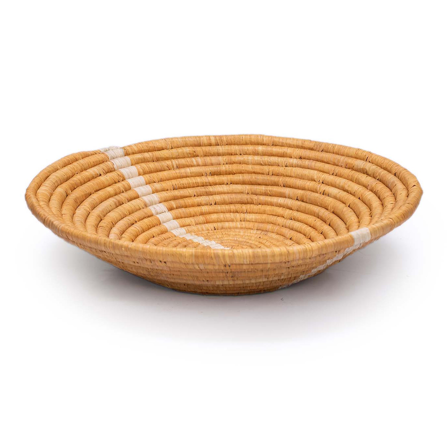  Neutral Woven Bowl - 12" Striped Tan by Kazi Goods - Wholesale Kazi Goods - Wholesale Perfumarie