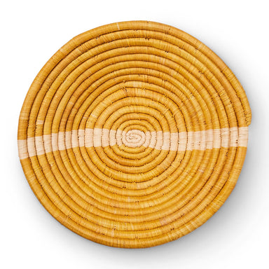  Seratonia Woven Bowl - 12" Striped Mustard by Kazi Goods - Wholesale Kazi Goods - Wholesale Perfumarie