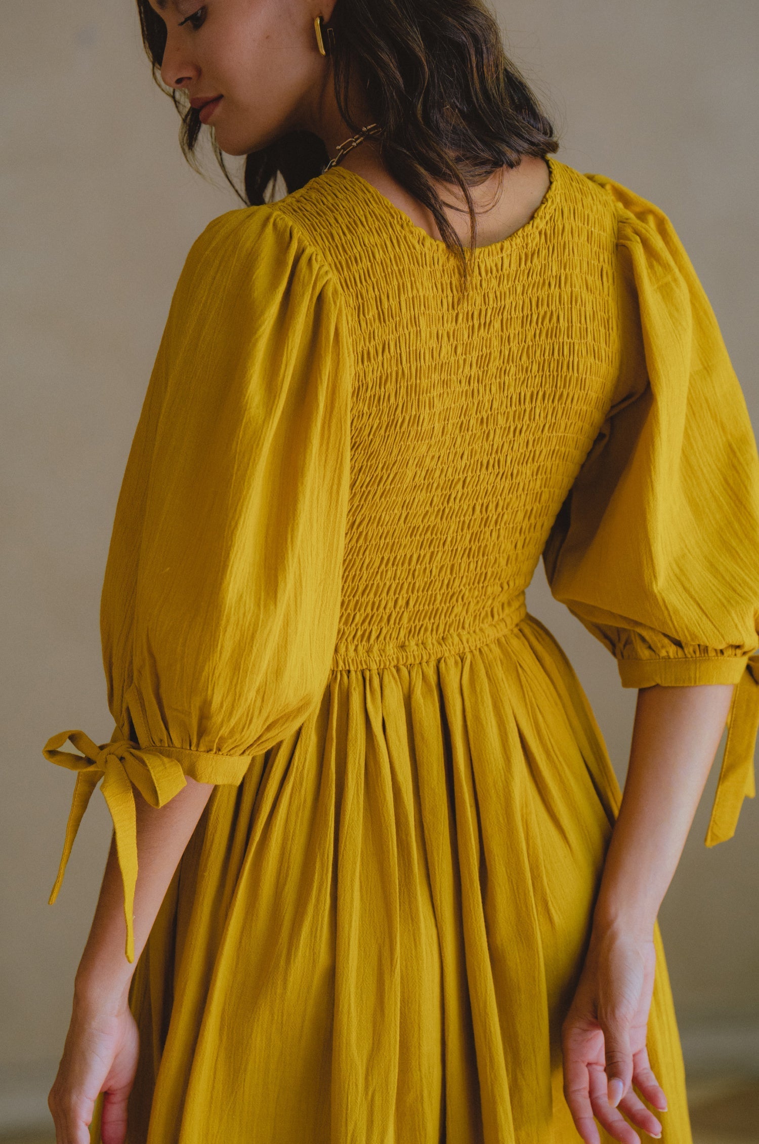 Freya Smocked Linen Midi Dress by Bali ELF