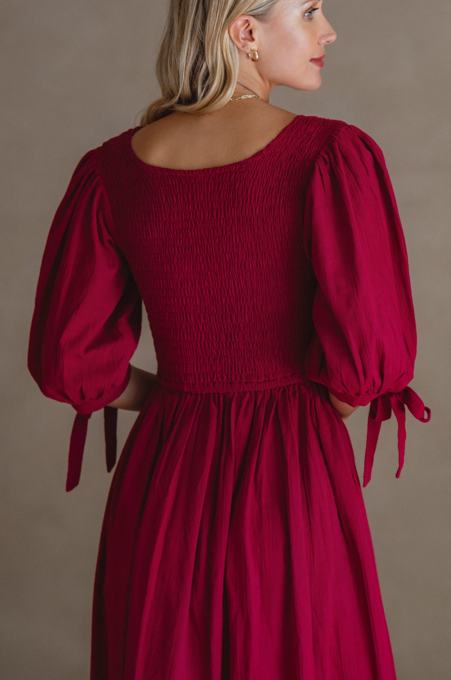 Freya Smocked Linen Midi Dress by Bali ELF