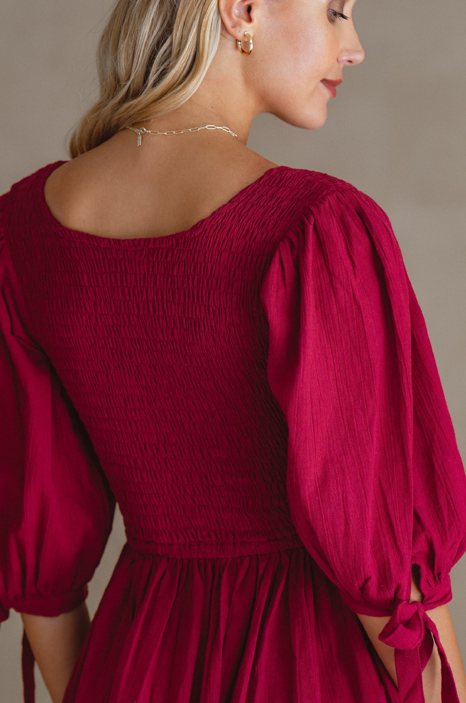 Freya Smocked Linen Midi Dress by Bali ELF