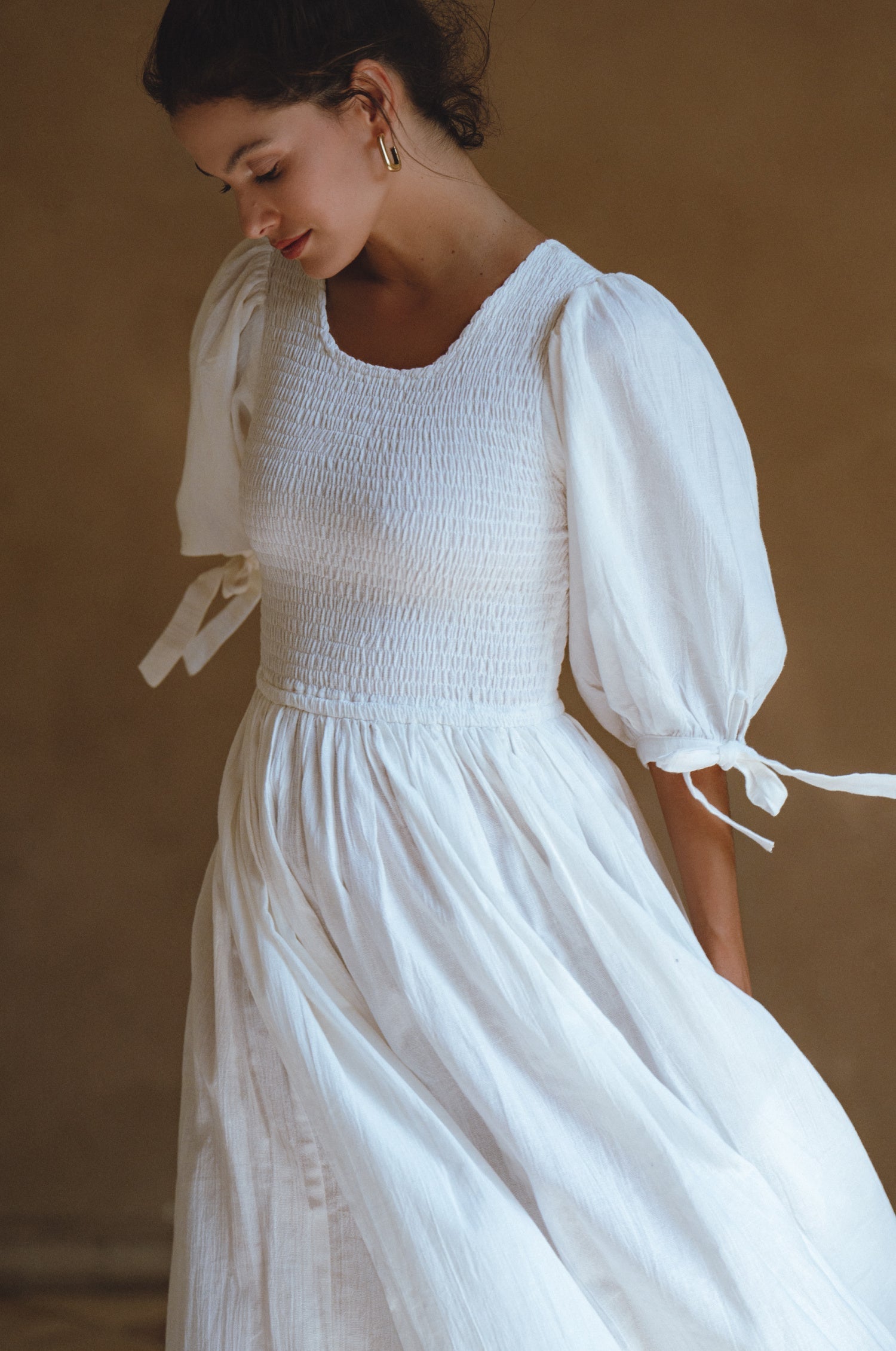 Freya Smocked Linen Midi Dress by Bali ELF