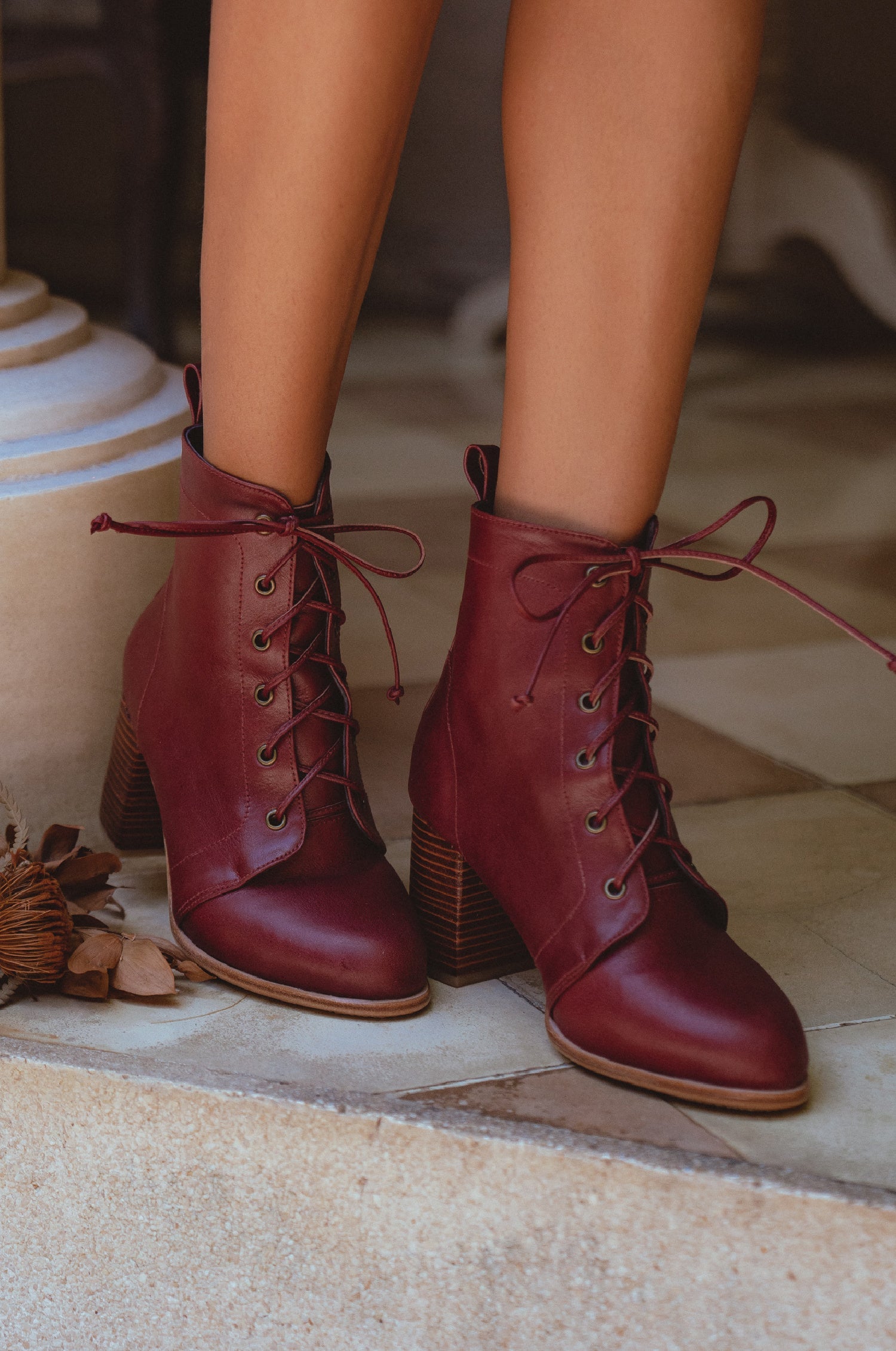 Giselle Leather Heel Booties by Bali ELF