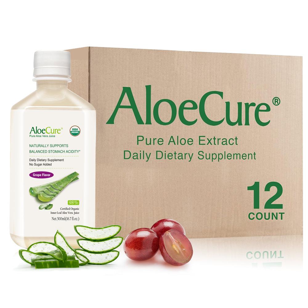 Pure Aloe Vera Juice Grape Flavor - USDA Certified Organic by AloeCure