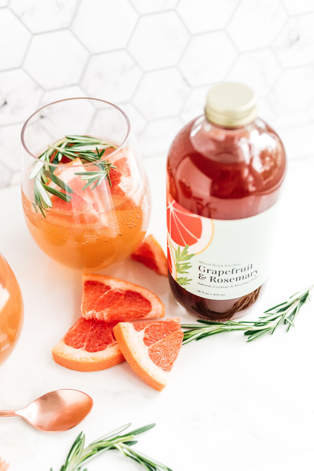 Grapefruit & Rosemary Cocktail-Mocktail Mixer, 16 fl oz by Wood Stove Kitchen