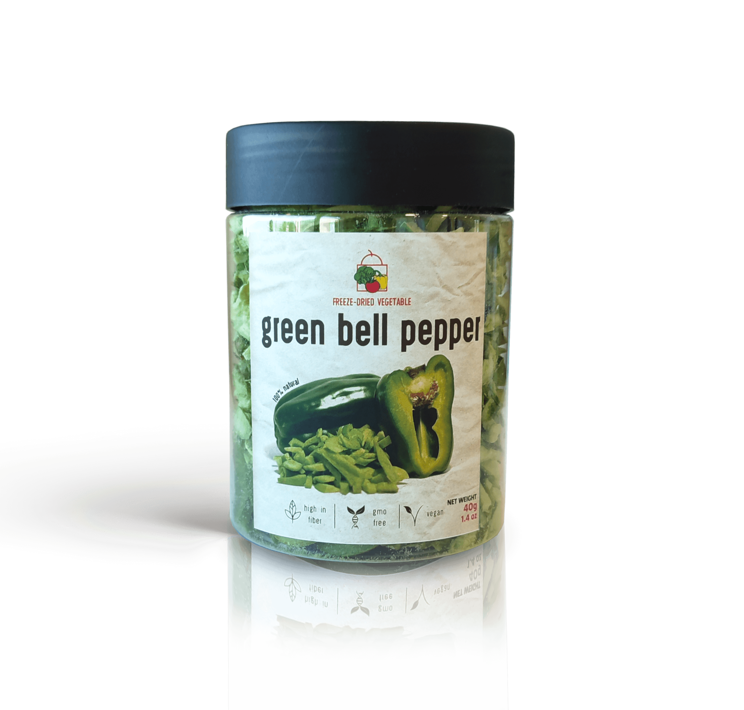 Freeze Dried Green Bell Peppers by Diaita Smart Foods (Worldwide Shipping)