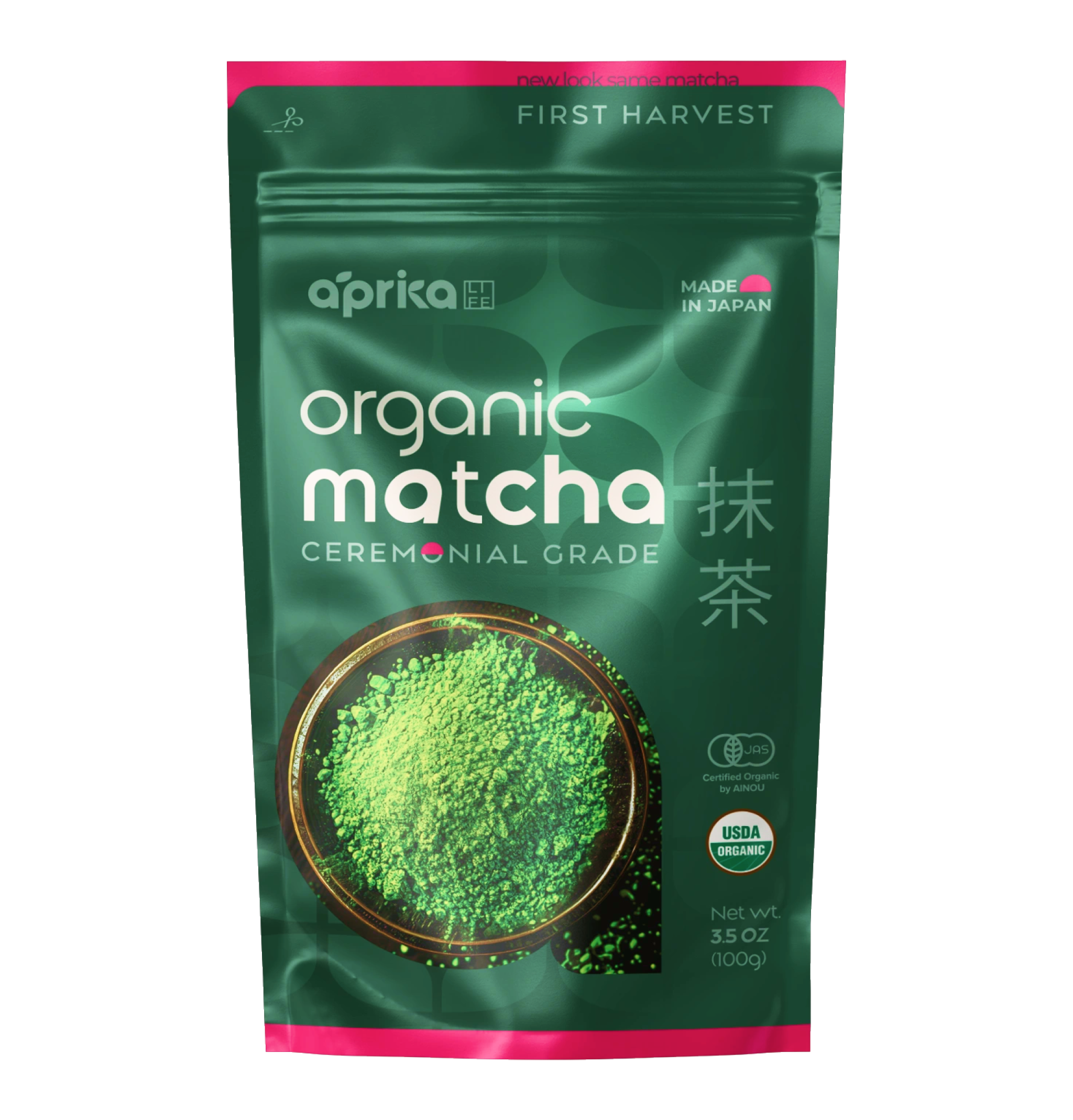 Organic Japanese Ceremonial Grade Matcha Green Tea Powder by Aprika Life