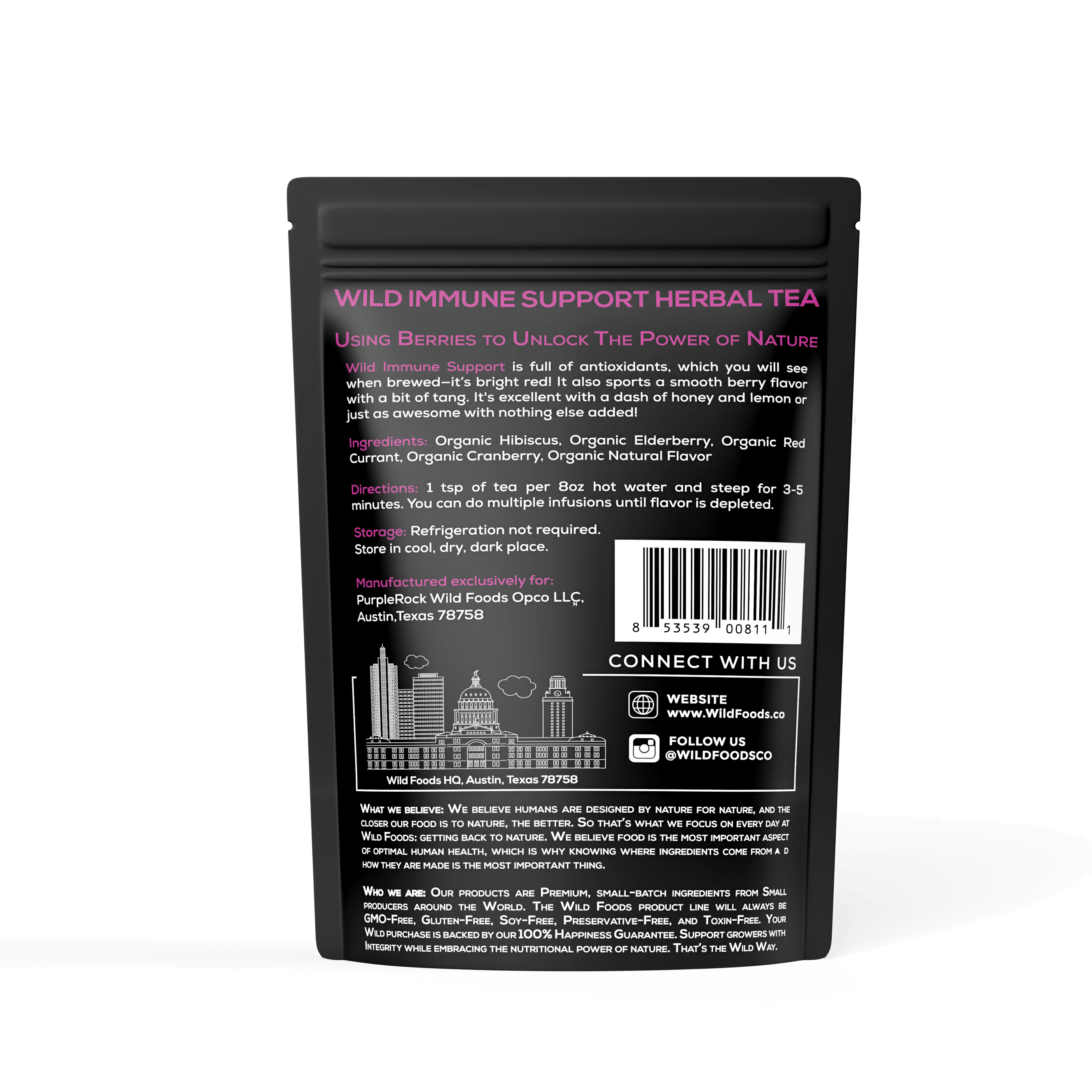 Wild Immune Support Tea - With Elderberry, Hibiscus, Currant, and Cranberry by Wild Foods