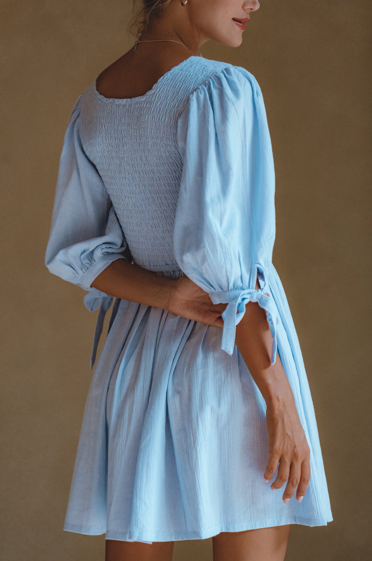 Jolie Puff Sleeve Linen Mini Dress by Bali ELF