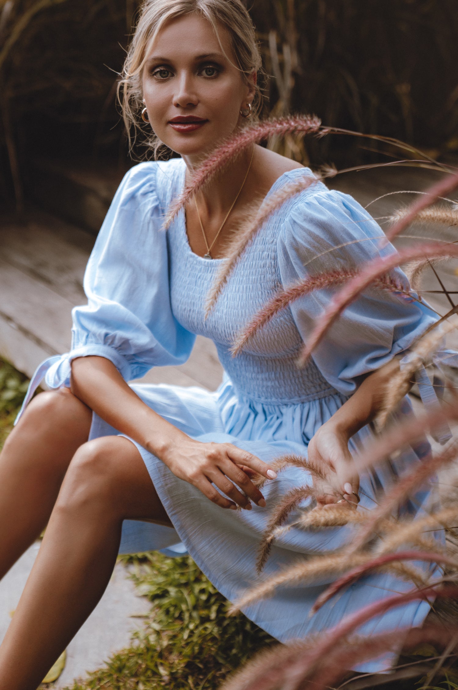 Jolie Puff Sleeve Linen Mini Dress by Bali ELF