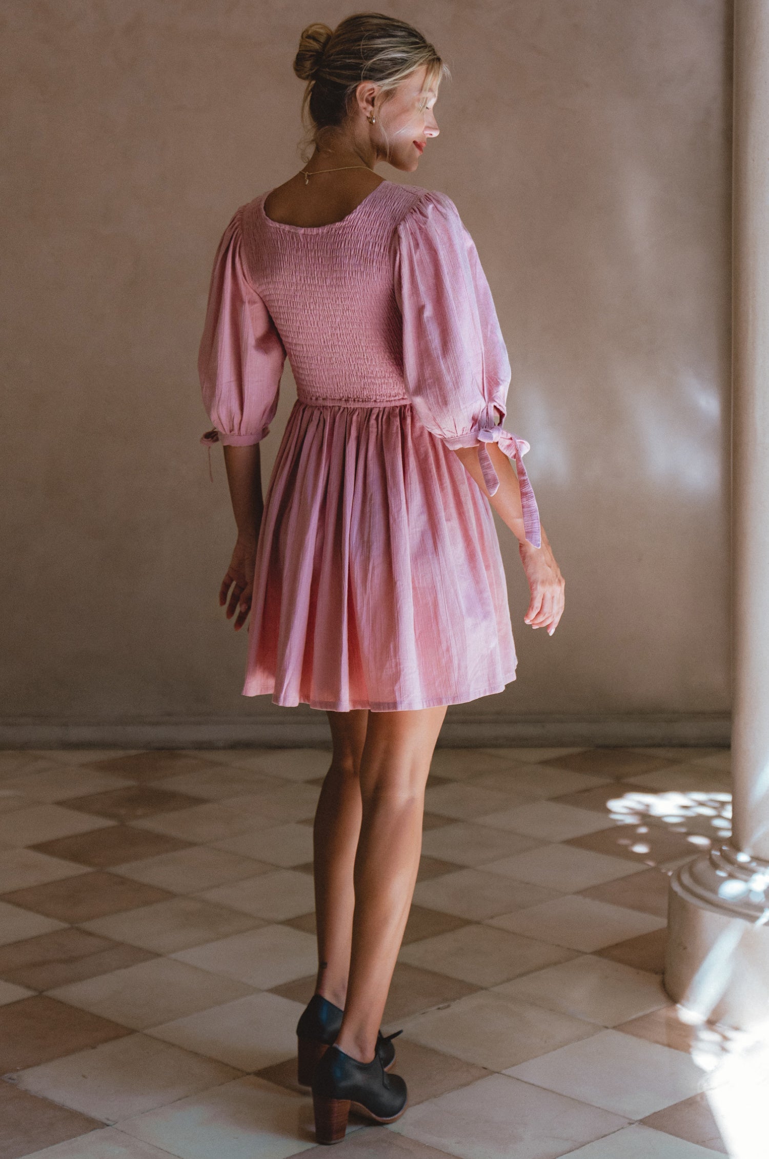 Jolie Puff Sleeve Linen Mini Dress by Bali ELF