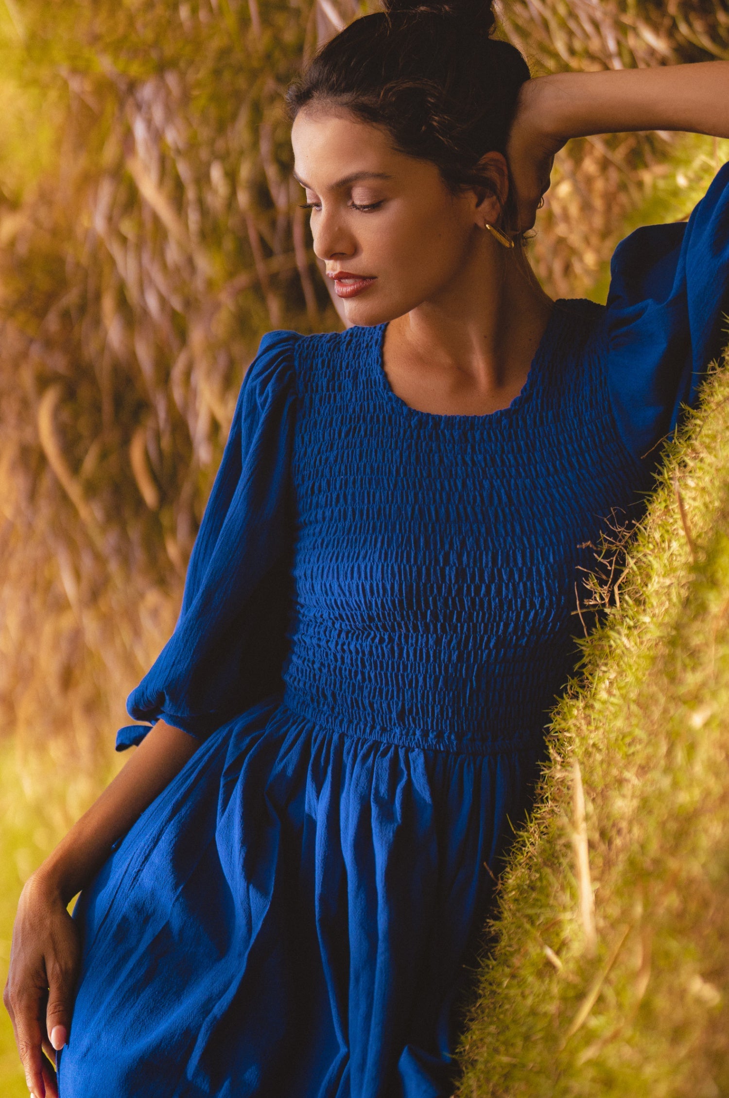 Jolie Puff Sleeve Linen Mini Dress by Bali ELF