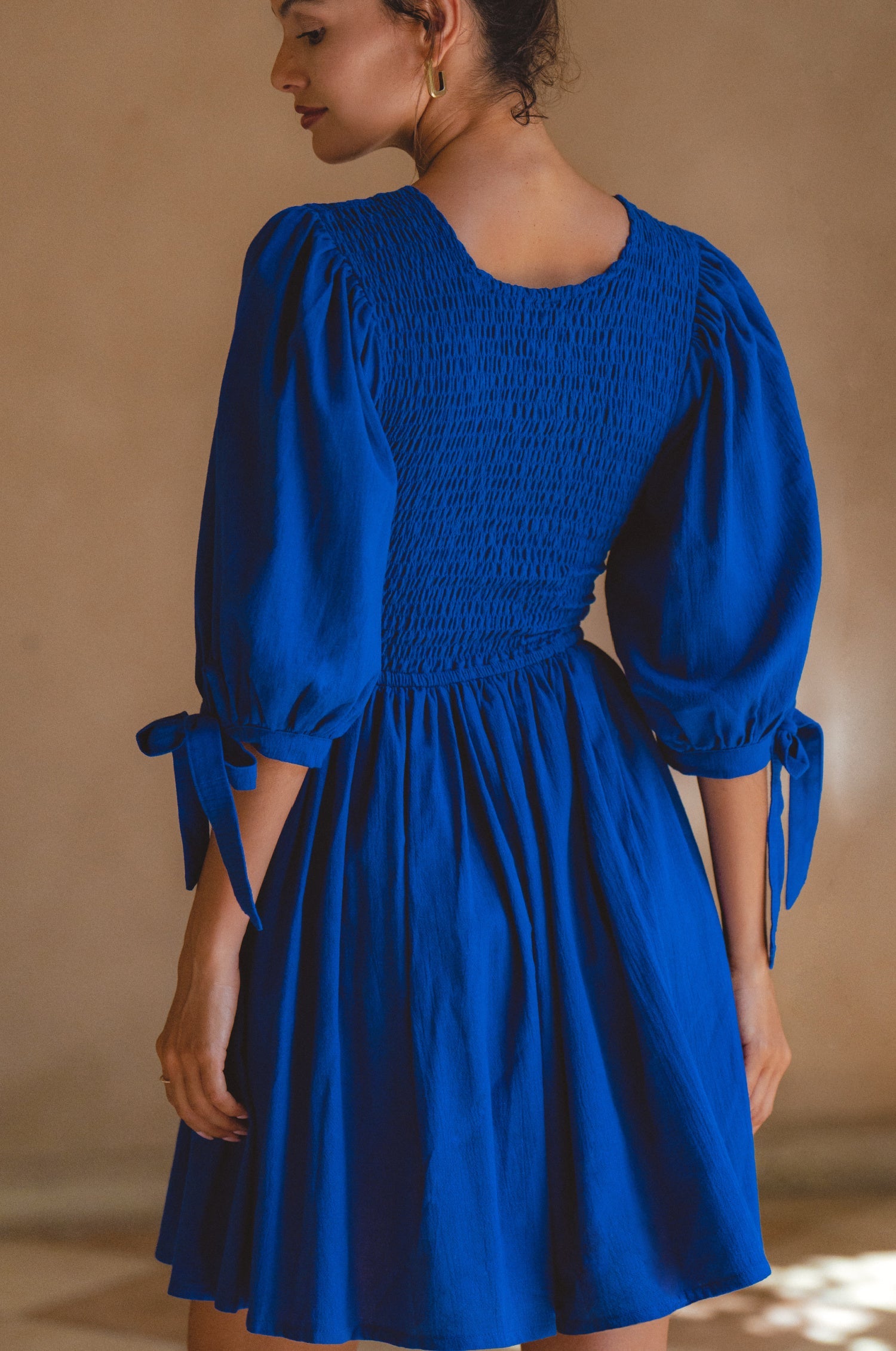 Jolie Puff Sleeve Linen Mini Dress by Bali ELF