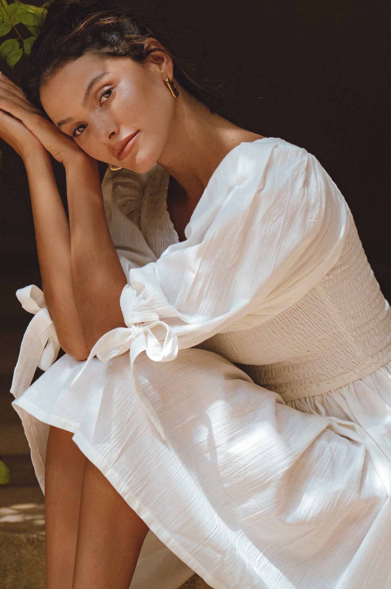 Jolie Puff Sleeve Linen Mini Dress by Bali ELF