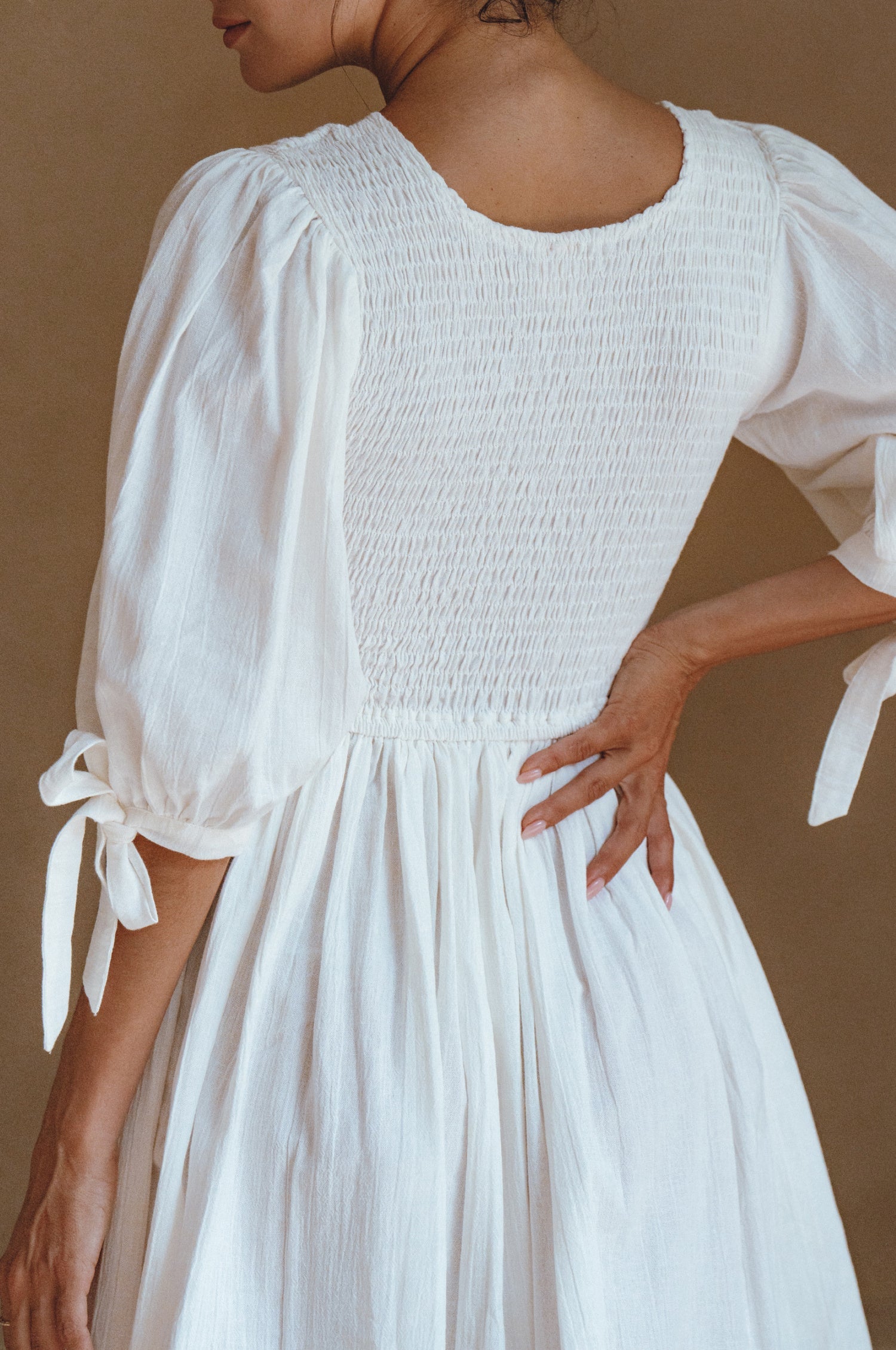 Jolie Puff Sleeve Linen Mini Dress by Bali ELF