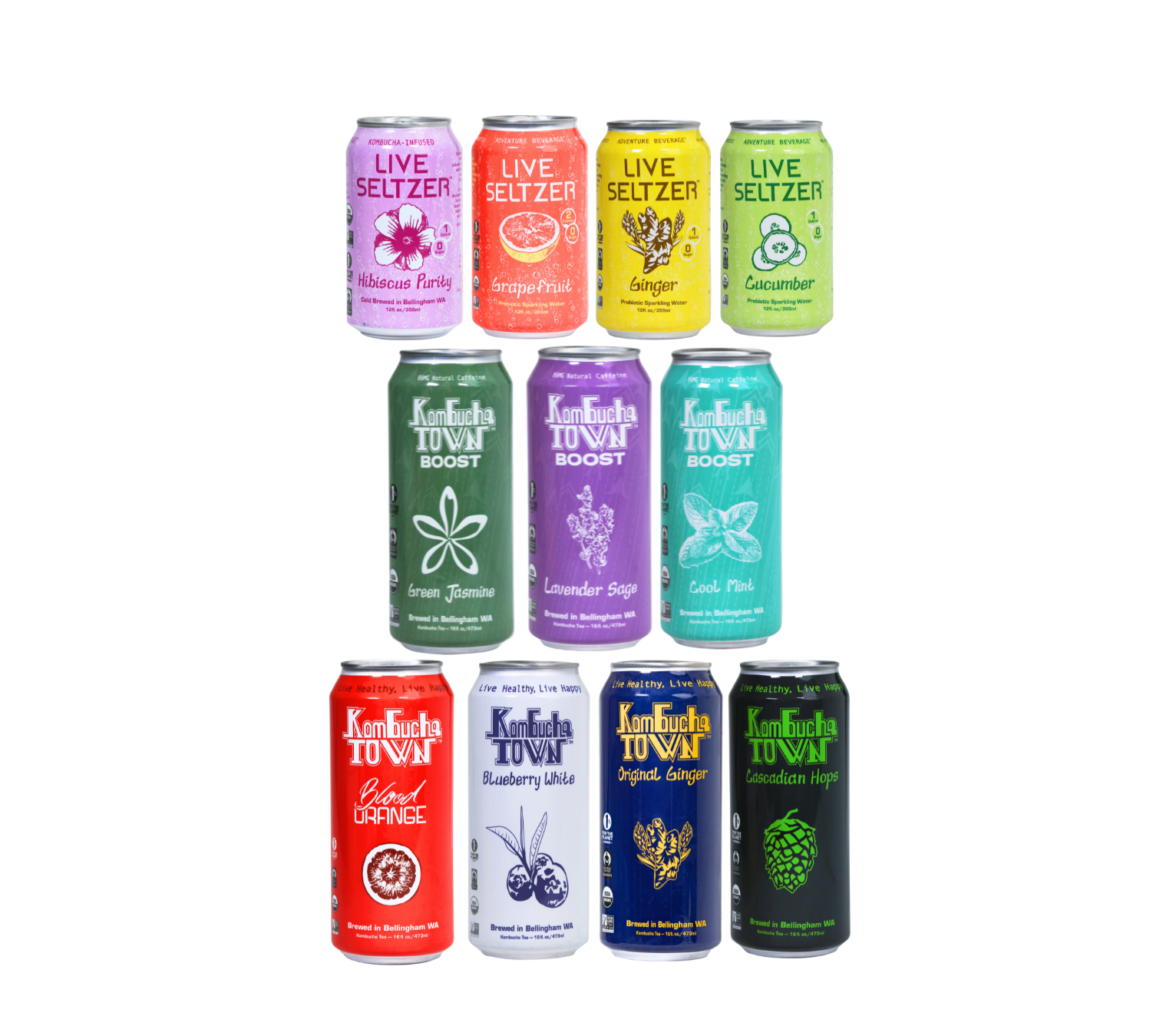 Variety Pack of Kombucha and Seltzer by KombuchaTown