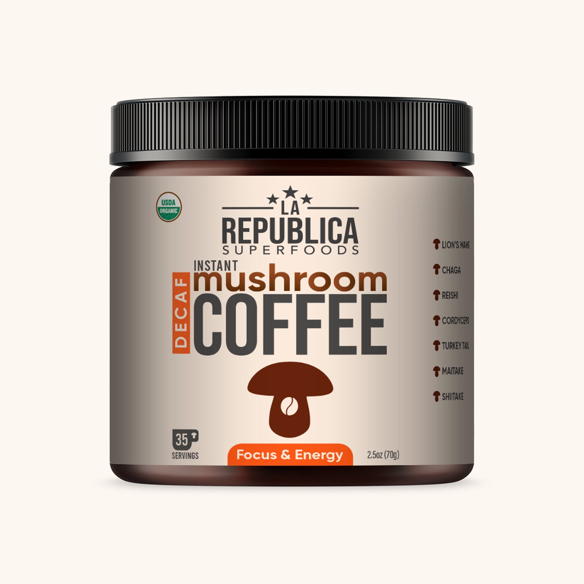 Decaf Instant Mushroom Coffee by La Republica Superfoods