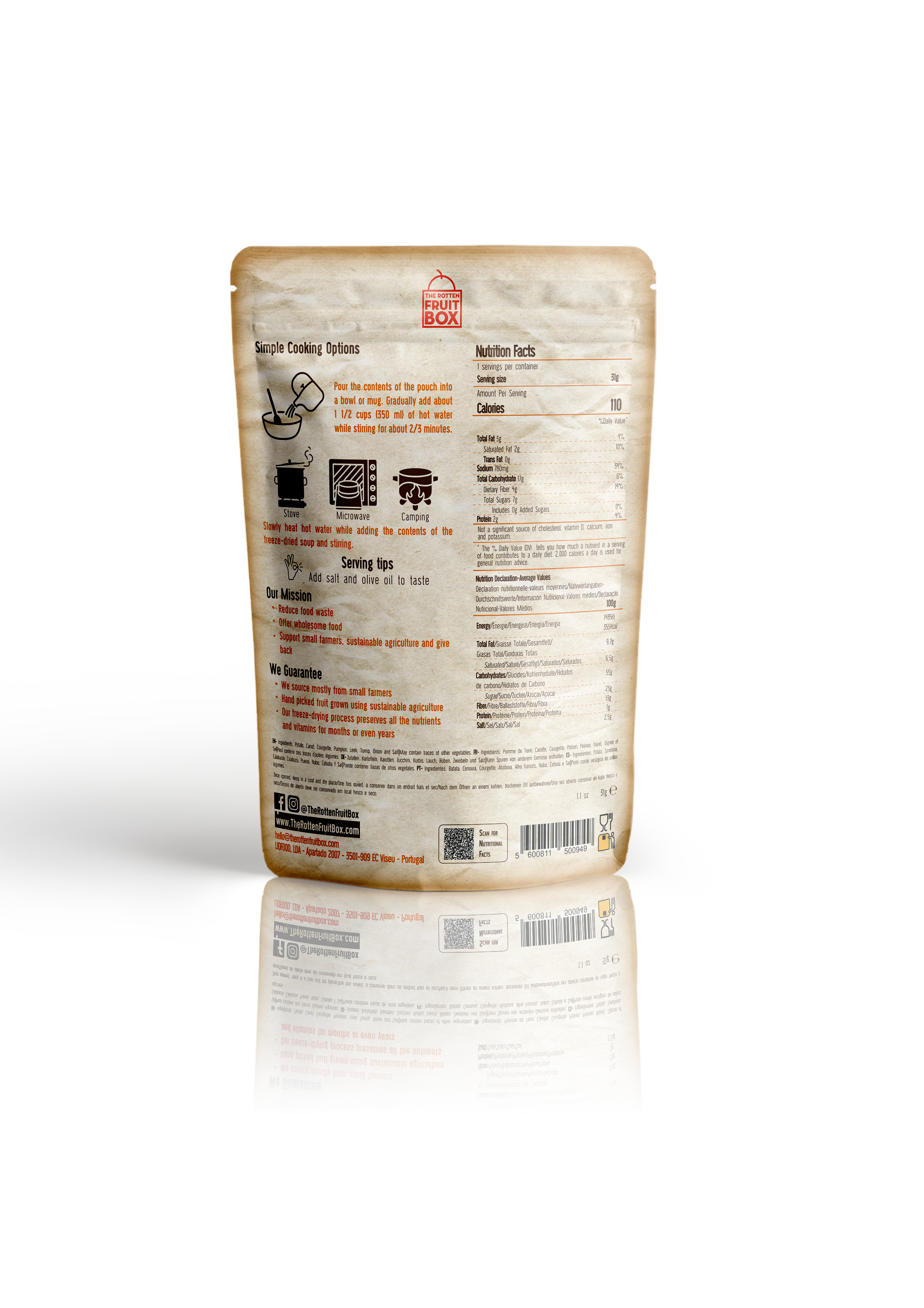 Freeze-Dried Leek Cream Soup - All Natural by Diaita Smart Foods (Worldwide Shipping)