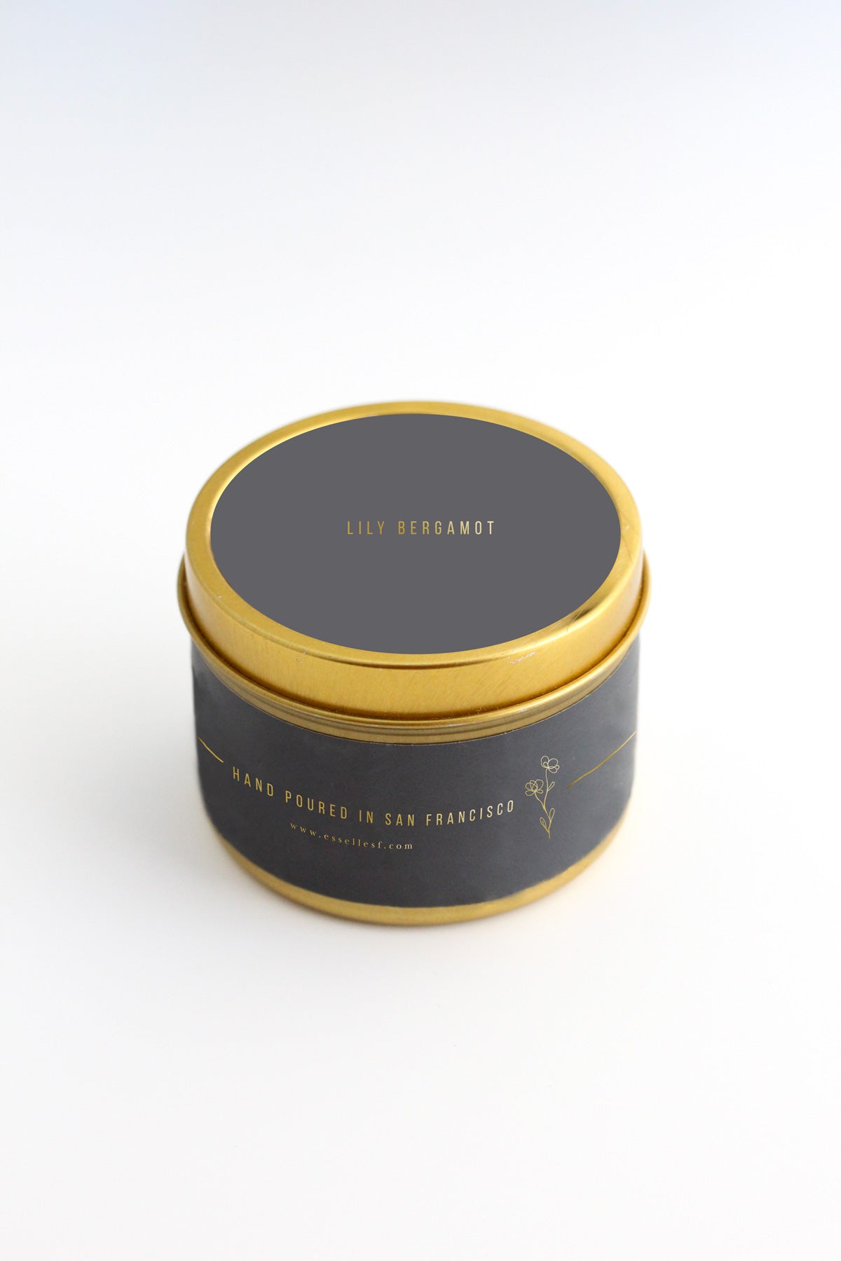 Lily & Bergamot Gold Tin Candle by Esselle SF