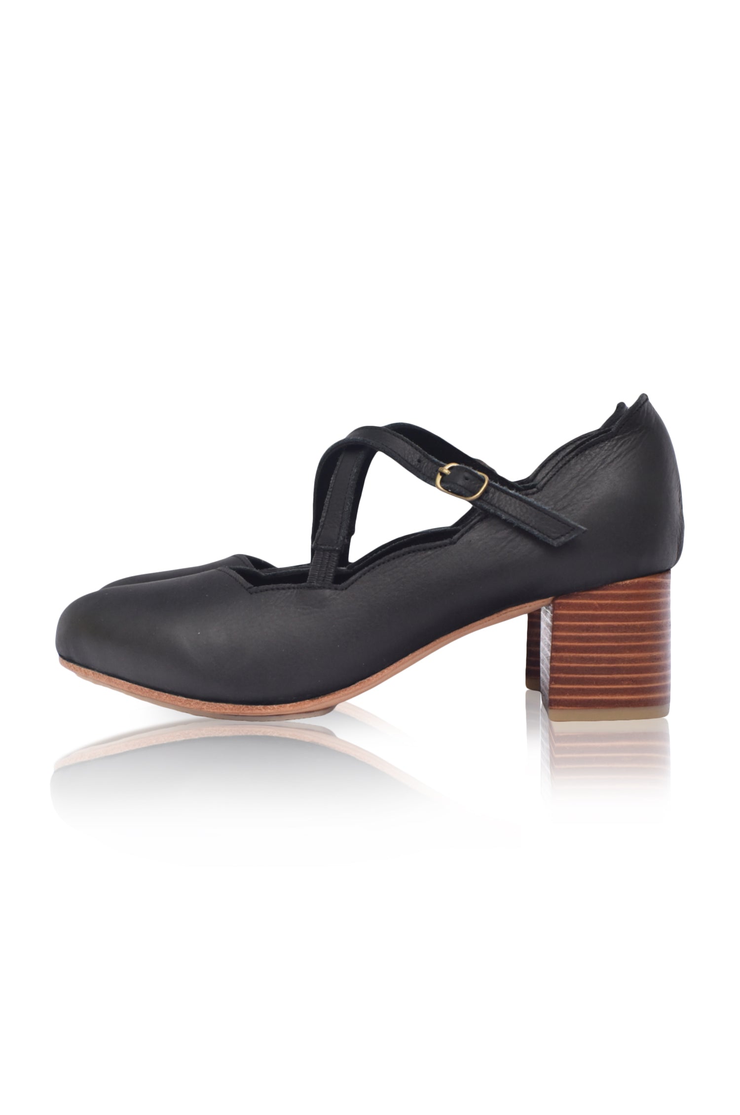 Lotus Criss Cross Leather Heels by Bali ELF