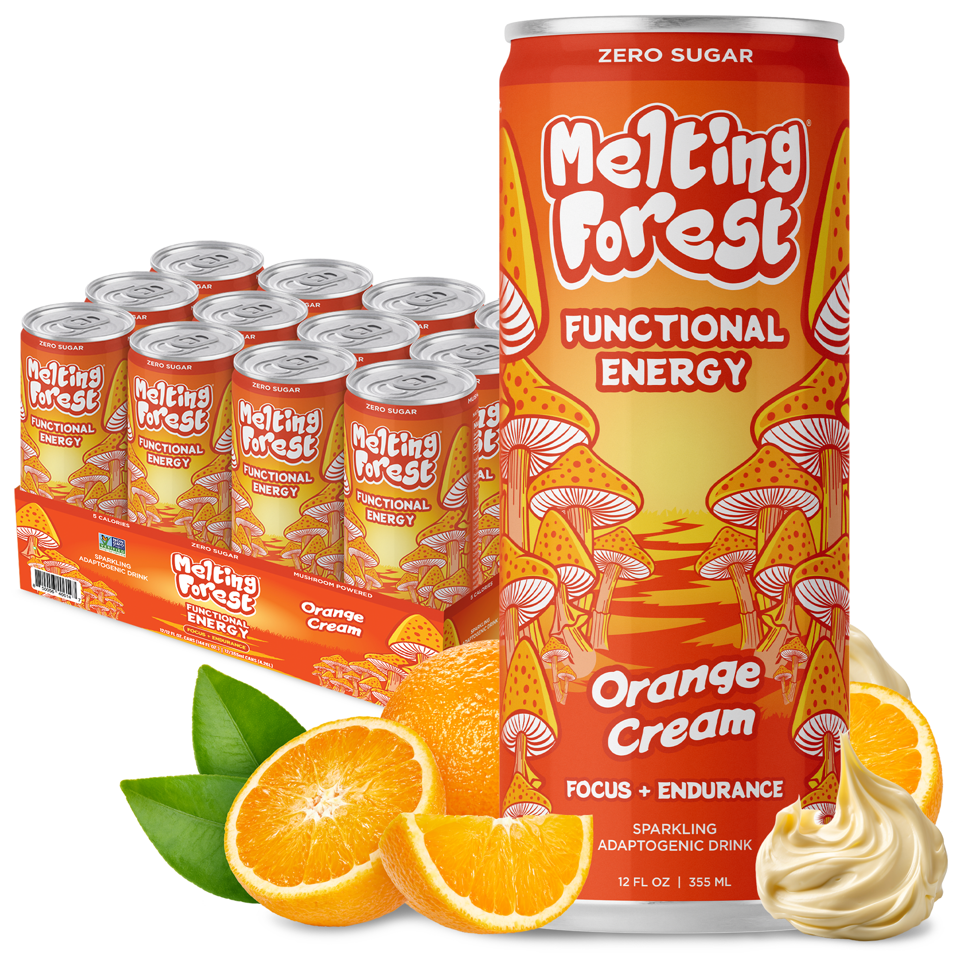 Mushroom Energy Drink 12 Pack - Orange Cream by Melting Forest