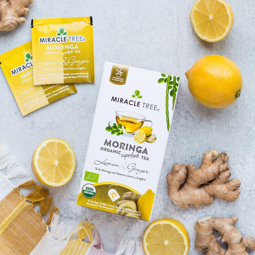 Organic Moringa Tea, Lemon & Ginger by Miracle Tree