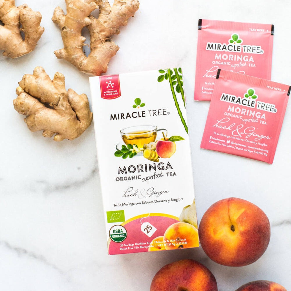 Organic Moringa Tea, Peach & Ginger by Miracle Tree