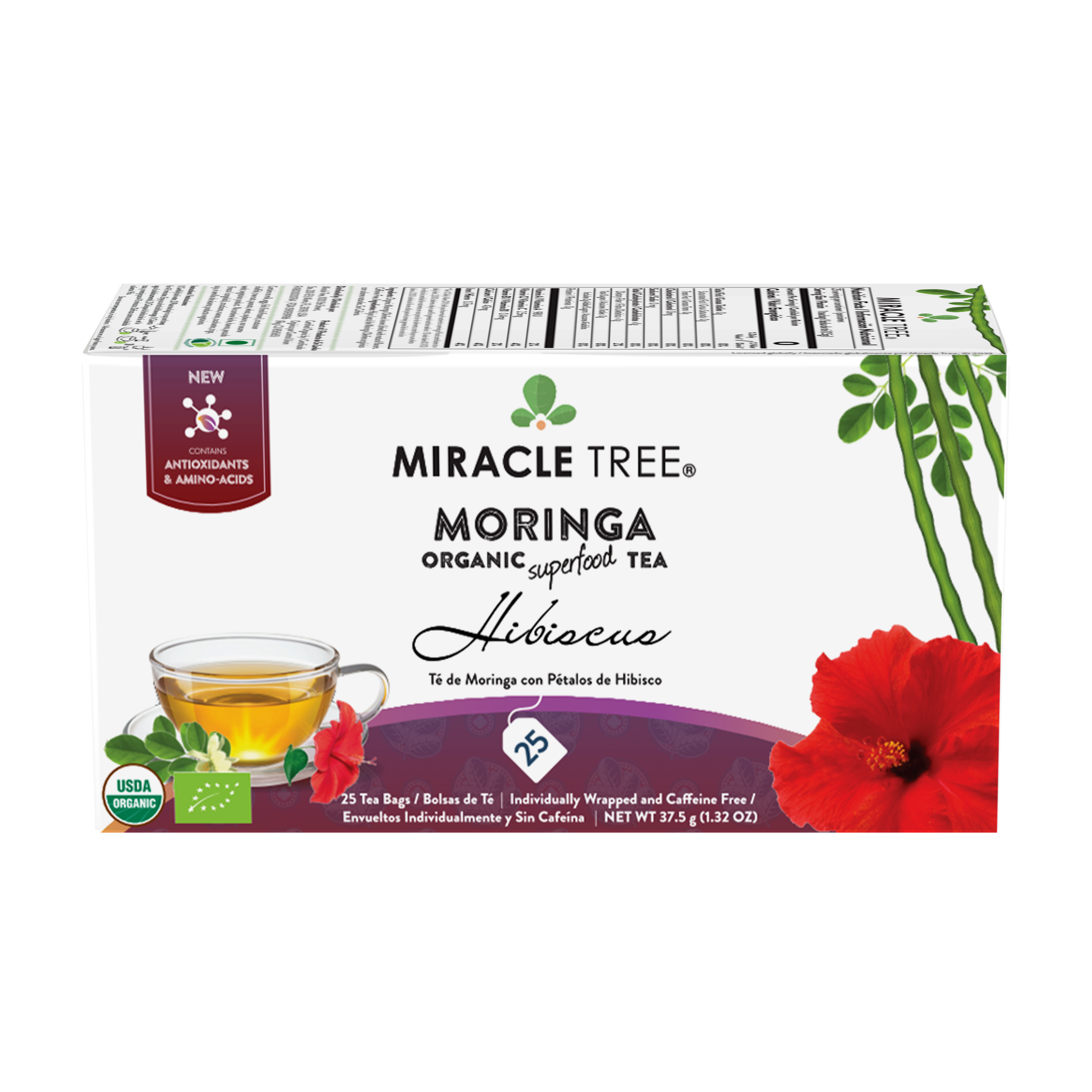 Organic Moringa Tea, Hibiscus by Miracle Tree