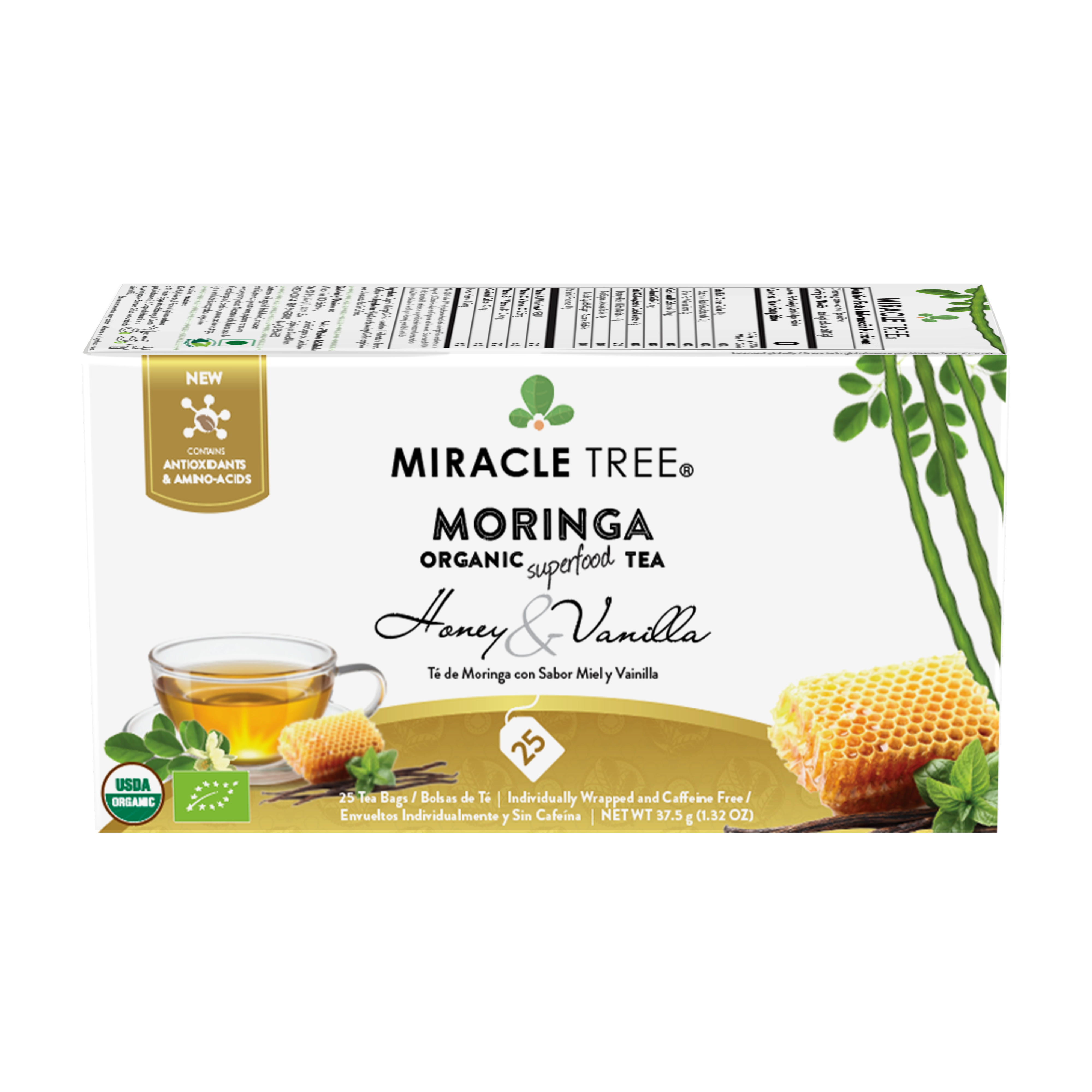 Organic Moringa Tea, Honey & Vanilla by Miracle Tree