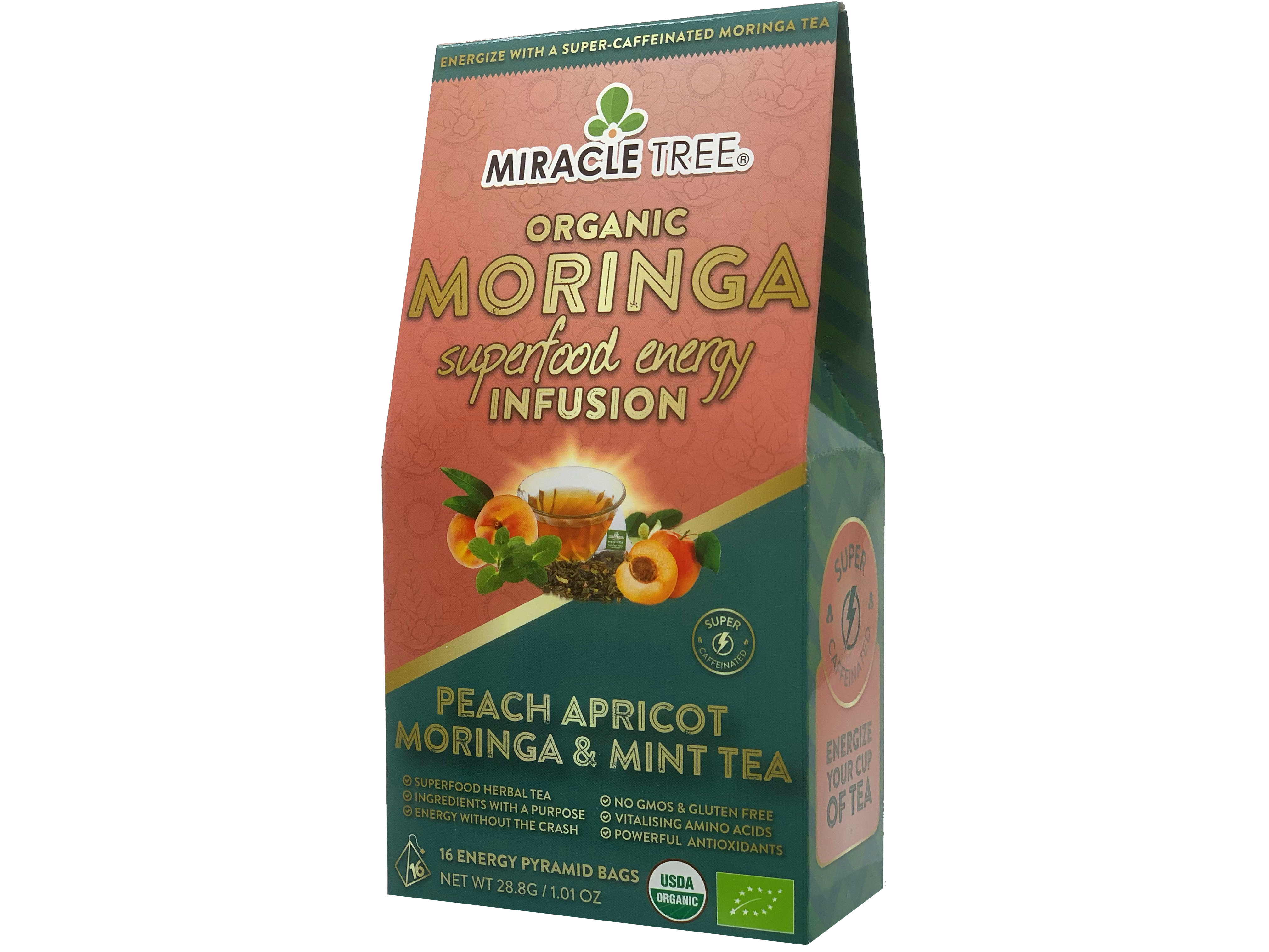 Moringa Energy Tea, Peach Mint Apricot by Miracle Tree