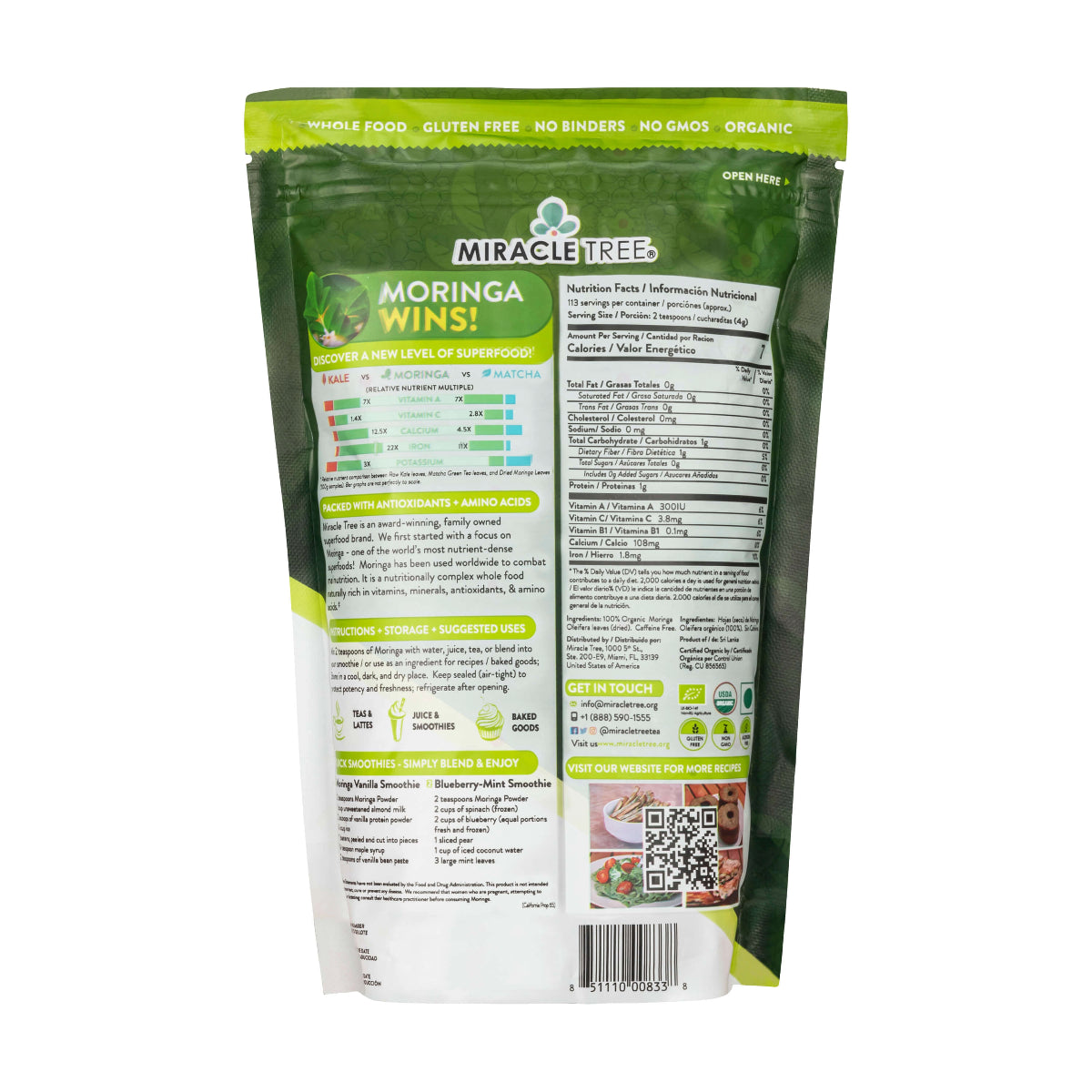 100% Organic Moringa Pouch by Miracle Tree