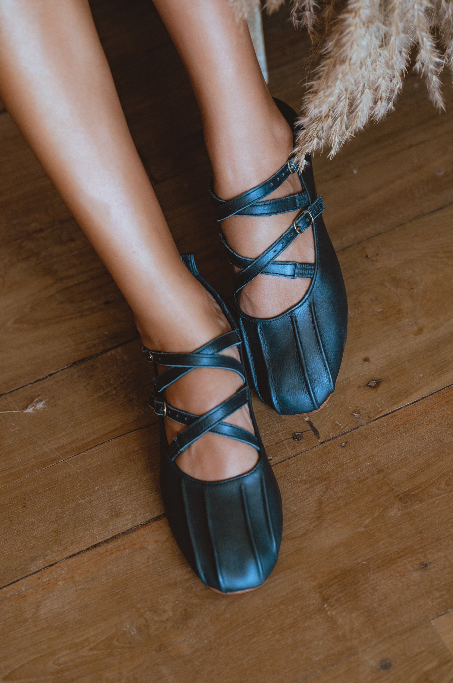 Obsession Criss Cross Leather Flats by Bali ELF