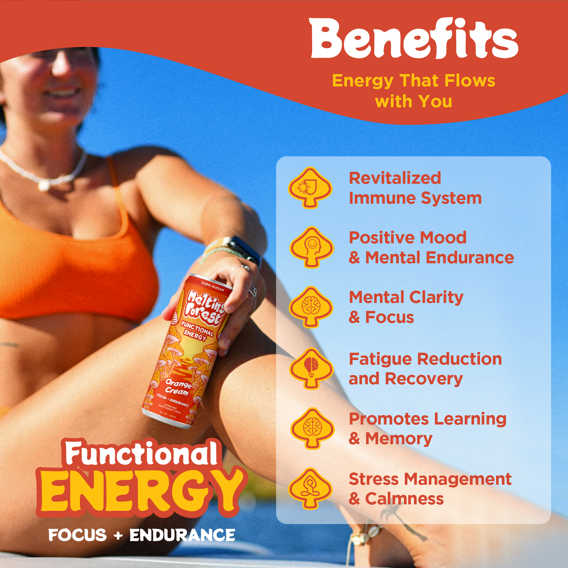 Mushroom Energy Drink 12 Pack - Orange Cream by Melting Forest