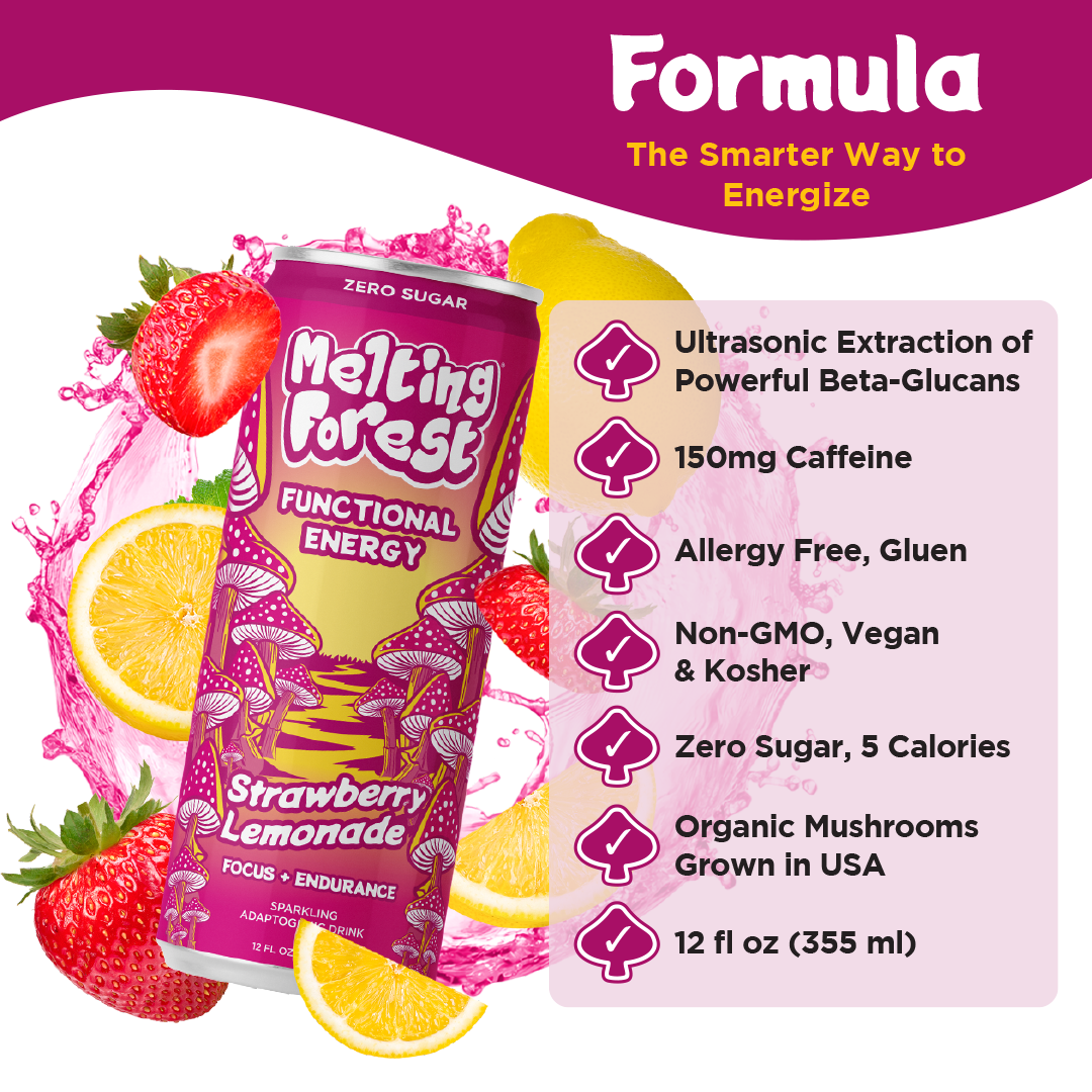 Mushroom Energy Drink 12 Pack - Strawberry Lemonade by Melting Forest