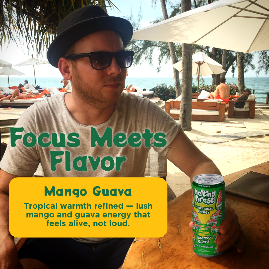 Mushroom Energy Drink 12 Pack - Mango Guava by Melting Forest