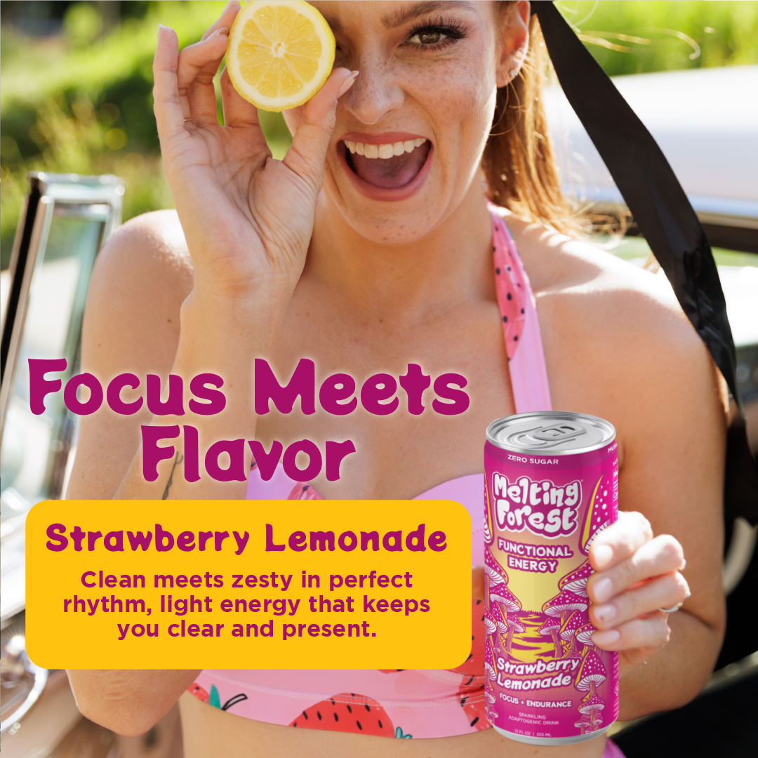 Mushroom Energy Drink 12 Pack - Strawberry Lemonade by Melting Forest