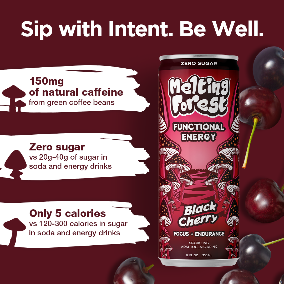 Mushroom Energy Drink 12 Pack - Black Cherry by Melting Forest