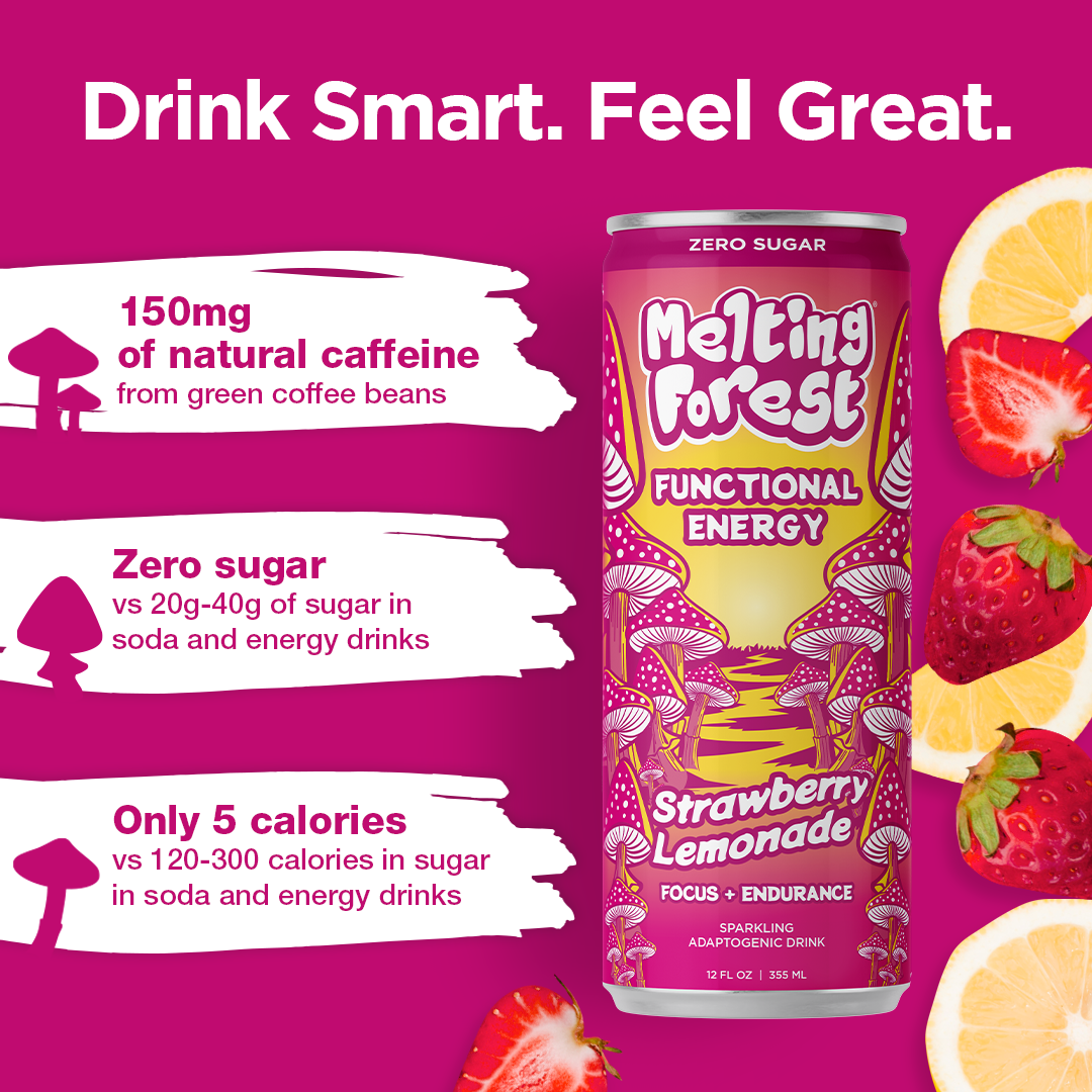 Mushroom Energy Drink 12 Pack - Strawberry Lemonade by Melting Forest