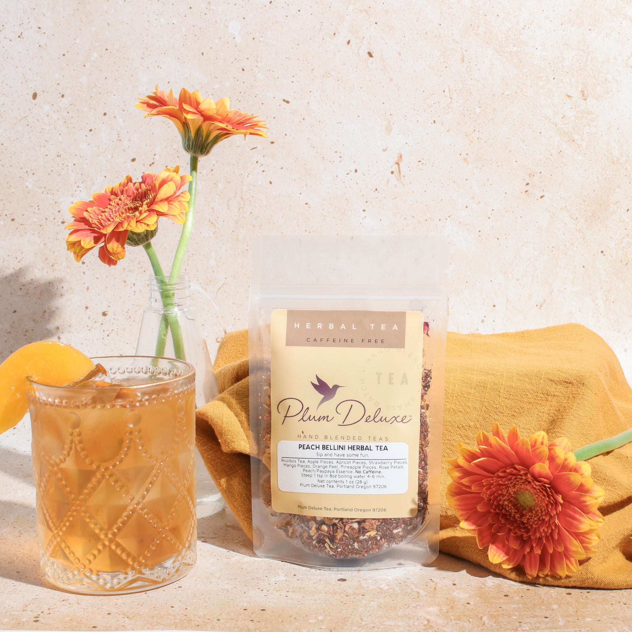 Peach Bellini Herbal Tea by Plum Deluxe Tea