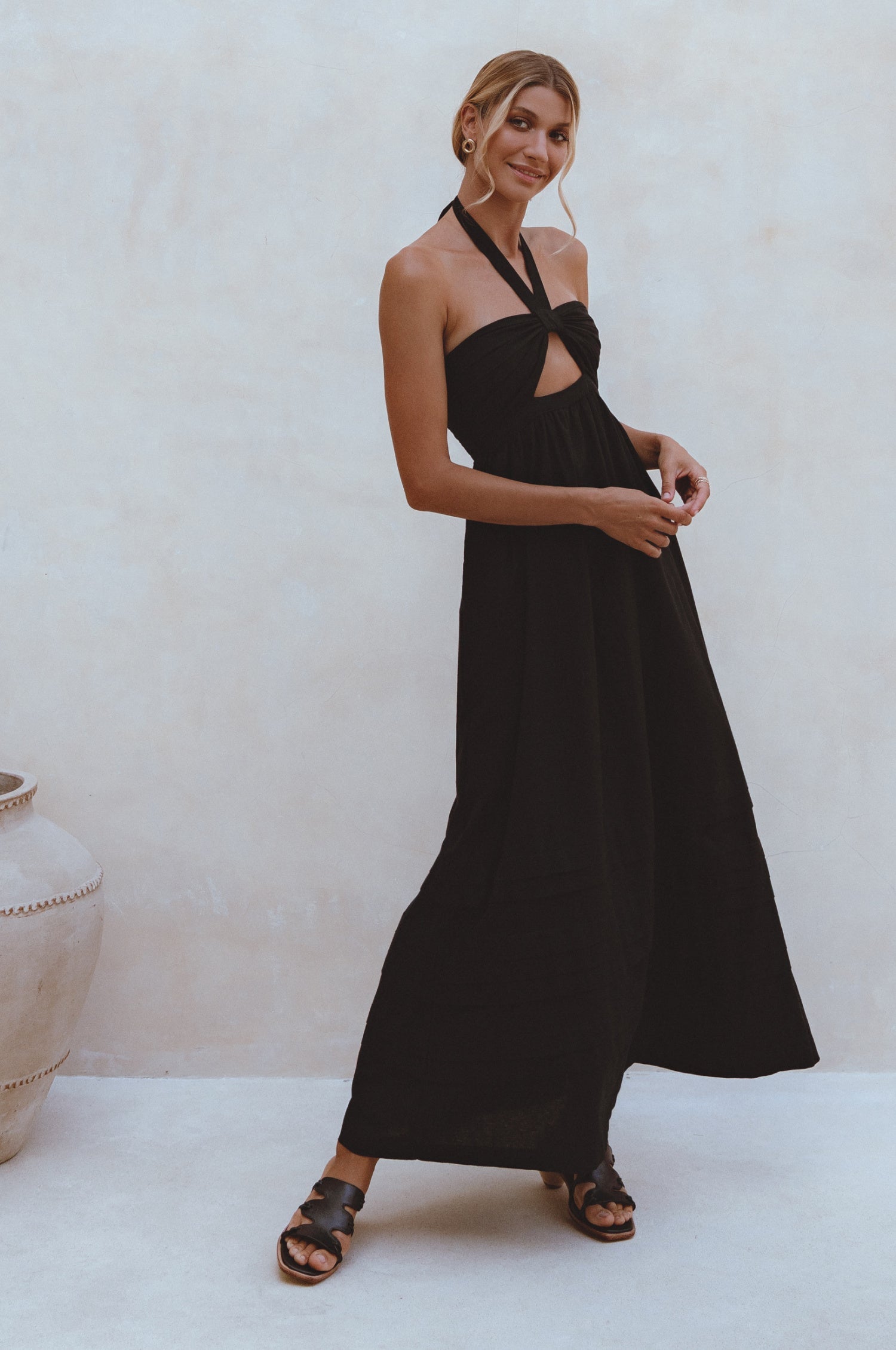 Penelope Halter Linen Maxi Dress by Bali ELF