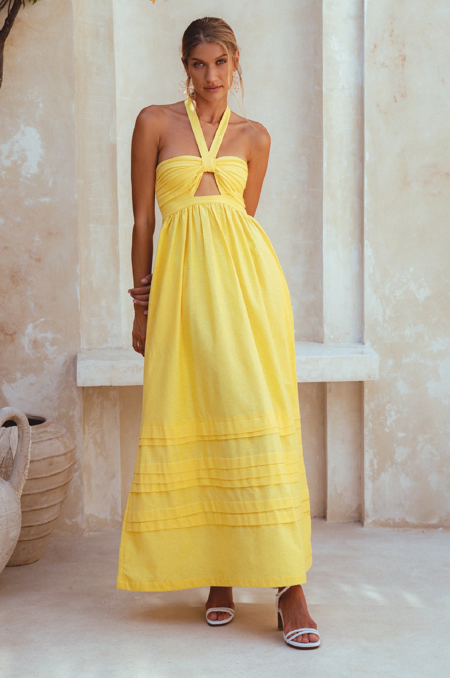 Penelope Halter Linen Maxi Dress by Bali ELF