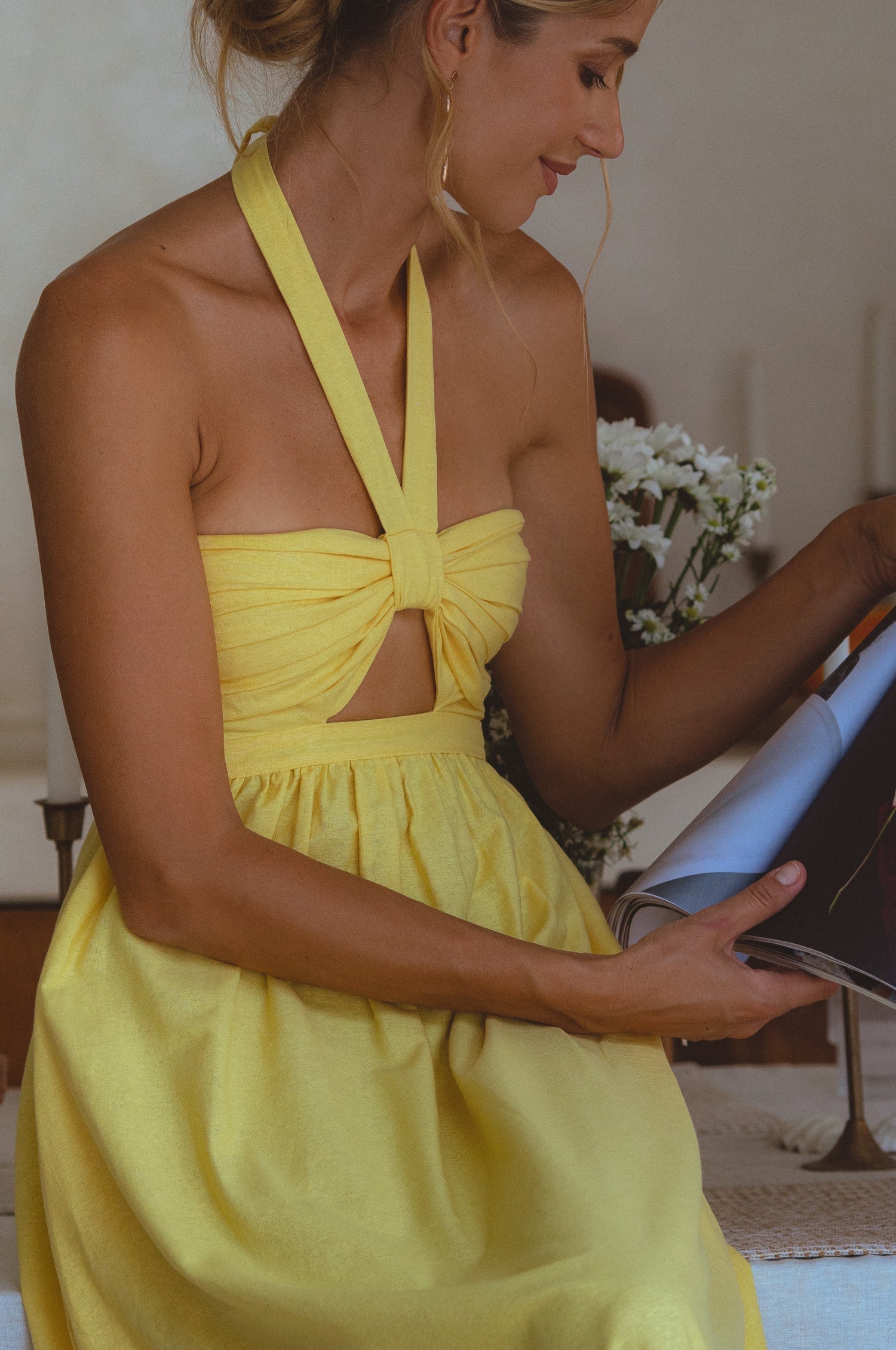 Penelope Halter Linen Maxi Dress by Bali ELF