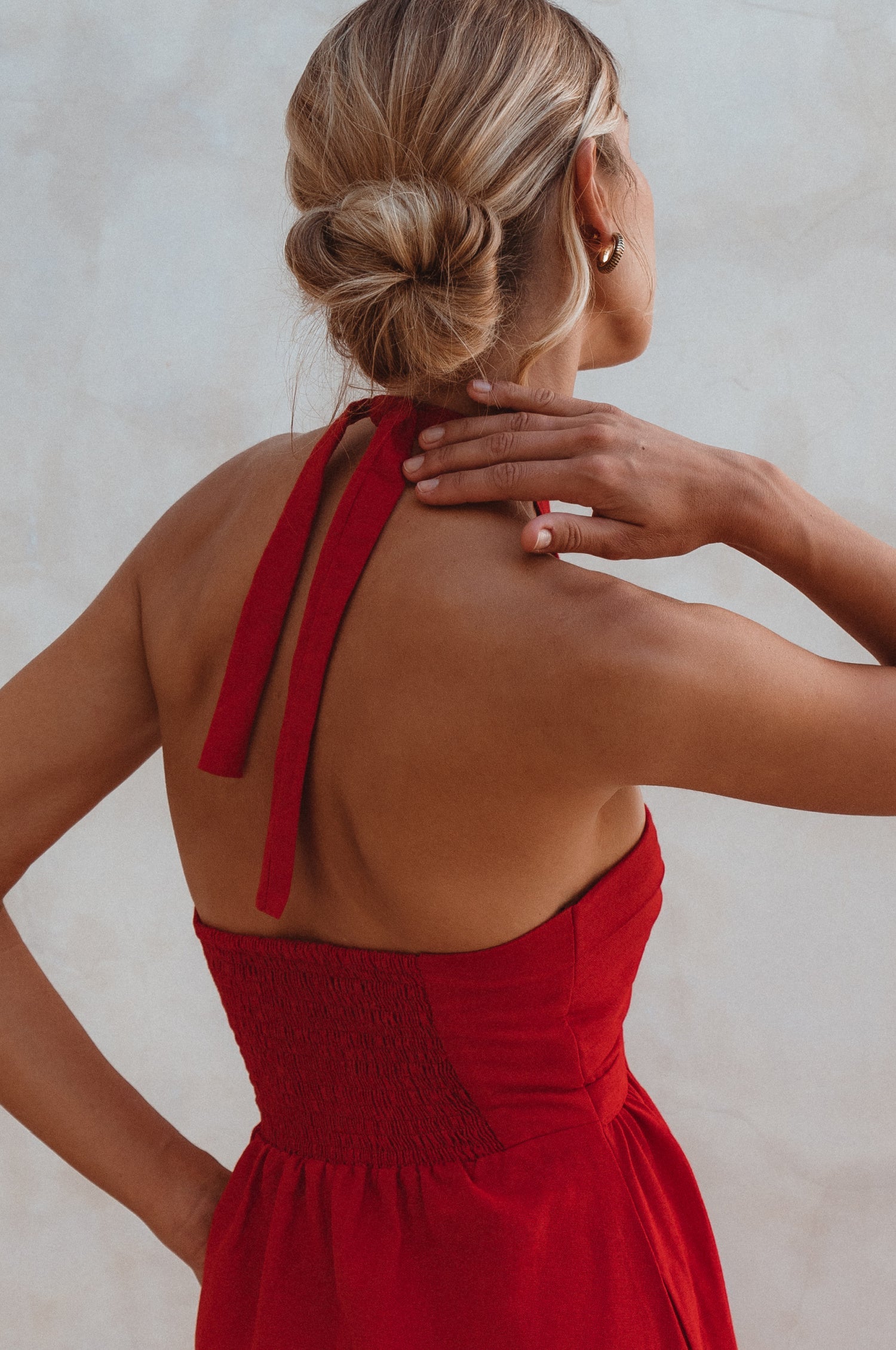 Penelope Halter Linen Maxi Dress by Bali ELF