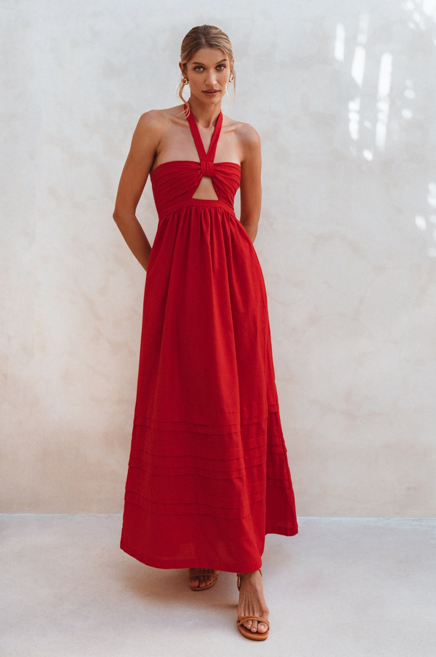 Penelope Halter Linen Maxi Dress by Bali ELF