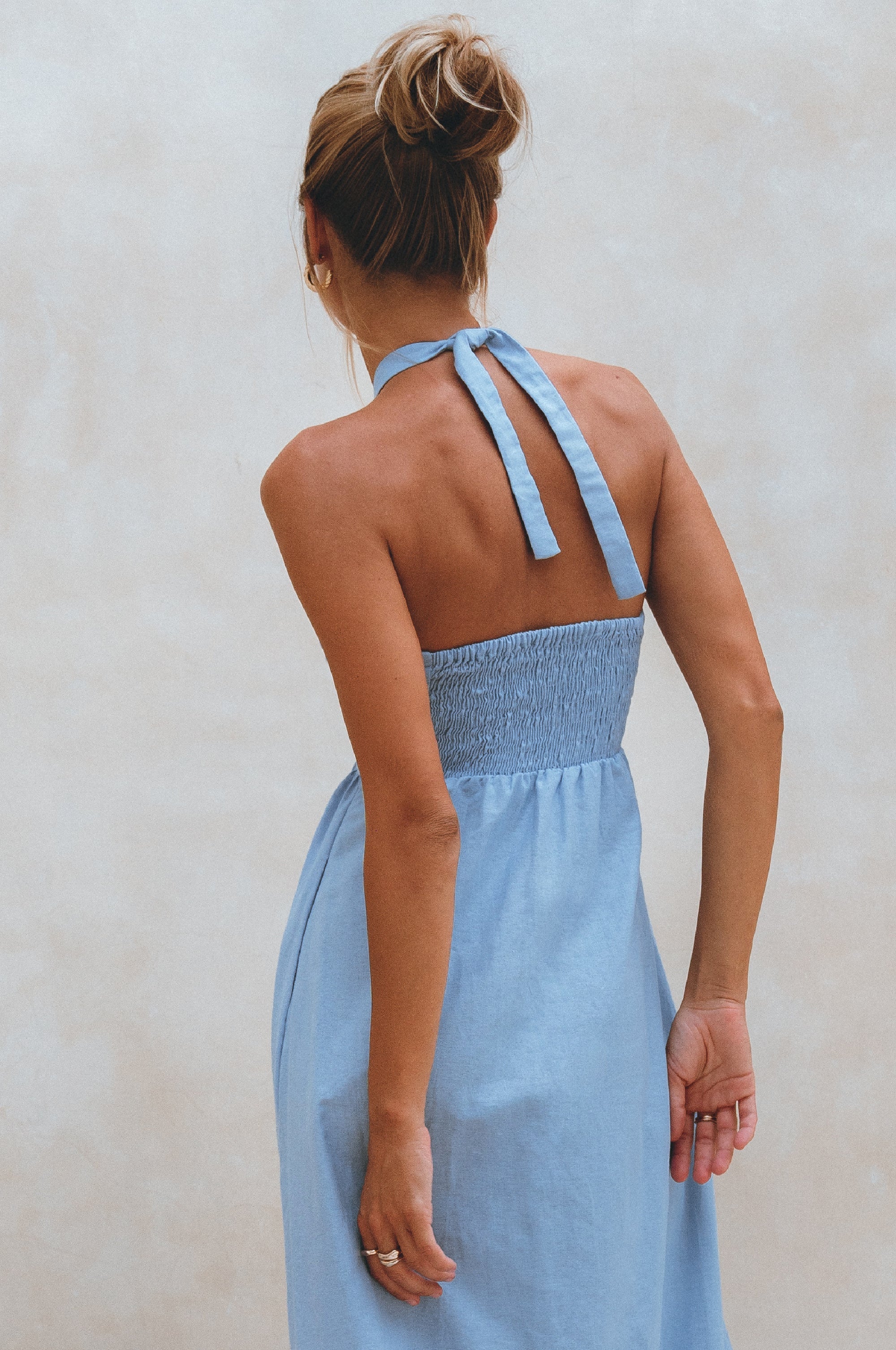 Penelope Halter Linen Maxi Dress by Bali ELF