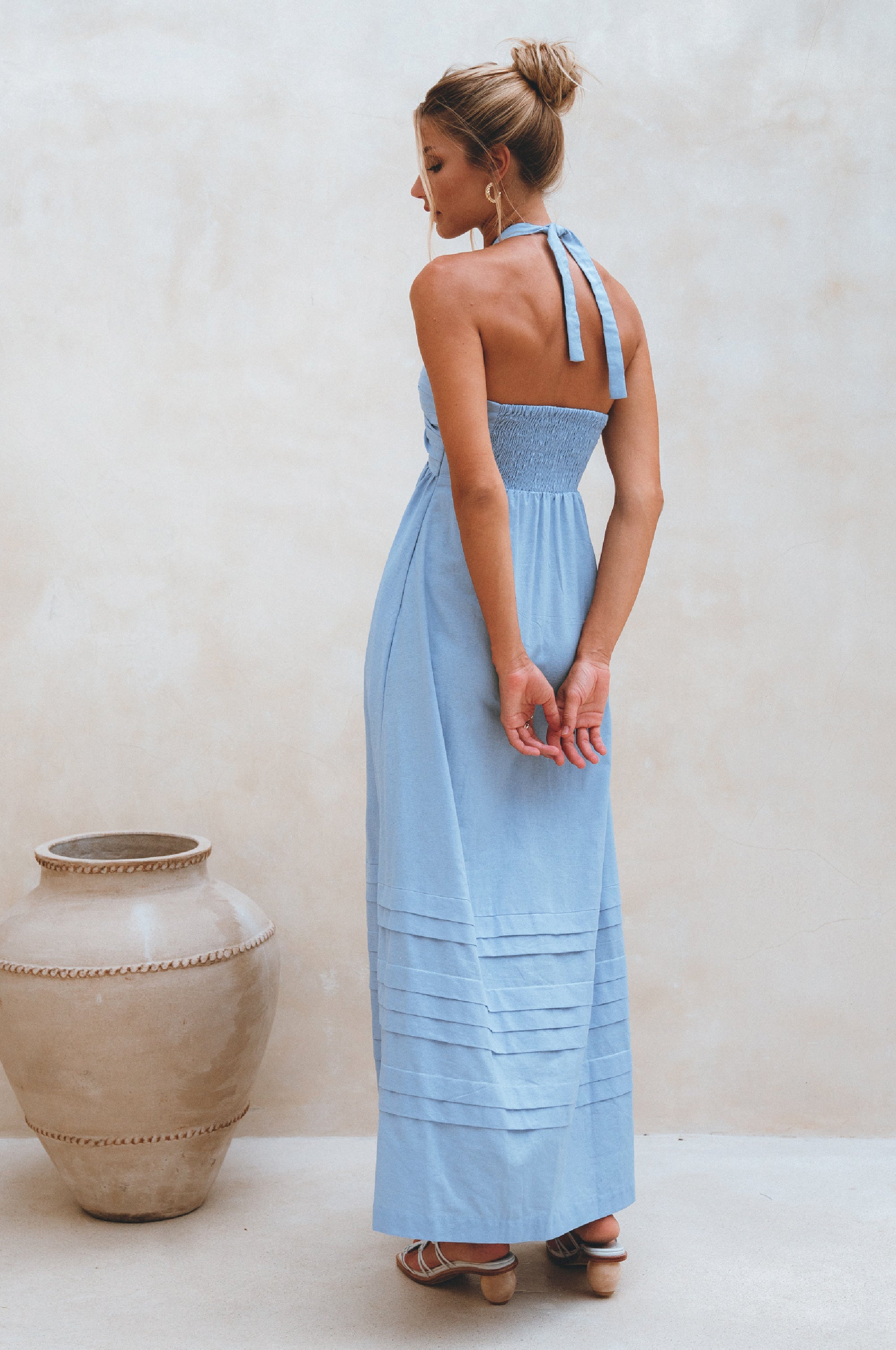 Penelope Halter Linen Maxi Dress by Bali ELF