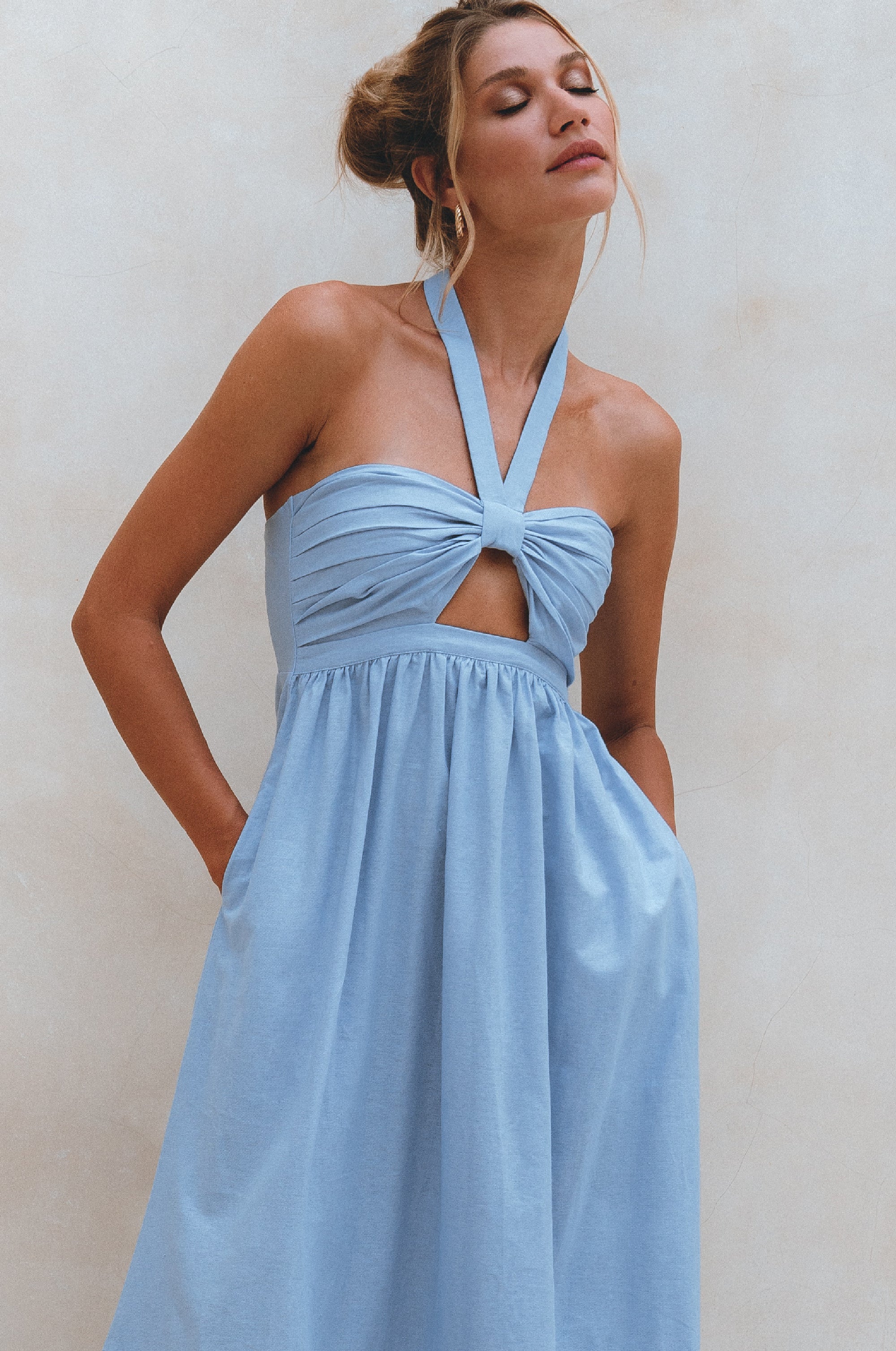 Penelope Halter Linen Maxi Dress by Bali ELF