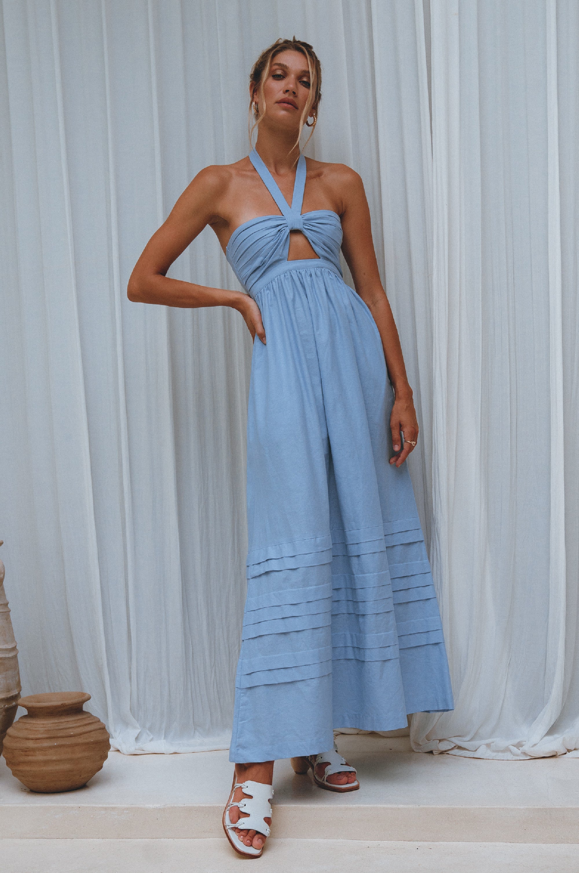 Penelope Halter Linen Maxi Dress by Bali ELF